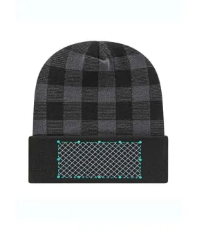 Embroidered Cool Grey Plaid Beanies