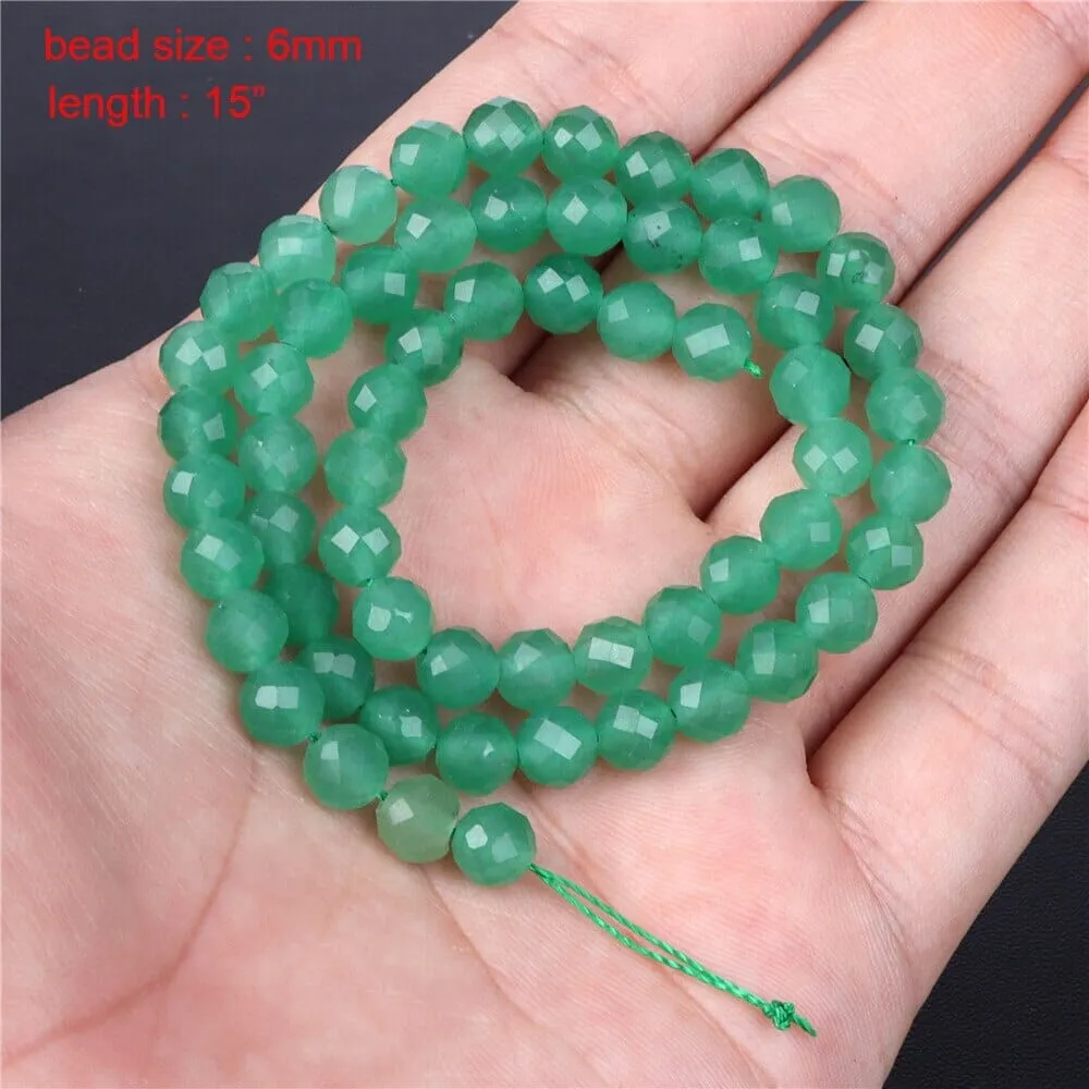 Faceted Round Loose Green Aventurine DIY Beads