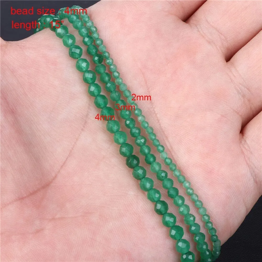 Faceted Round Loose Green Aventurine DIY Beads