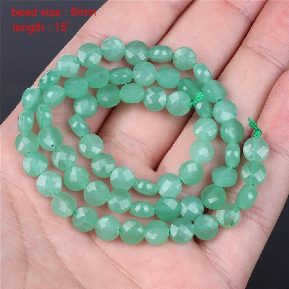 Faceted Round Loose Green Aventurine DIY Beads