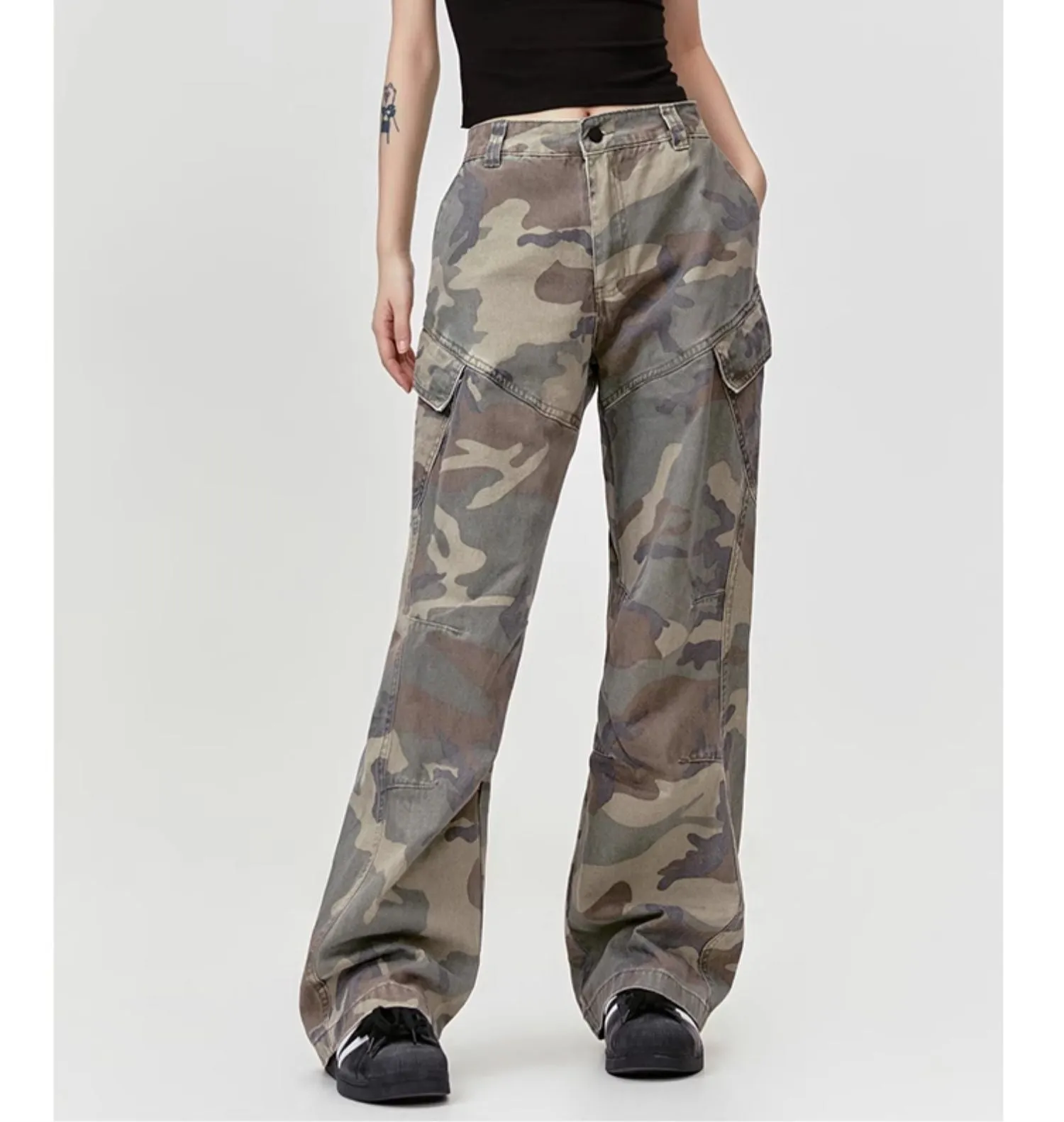 Faded Camo Side Pocket Cargo Pants