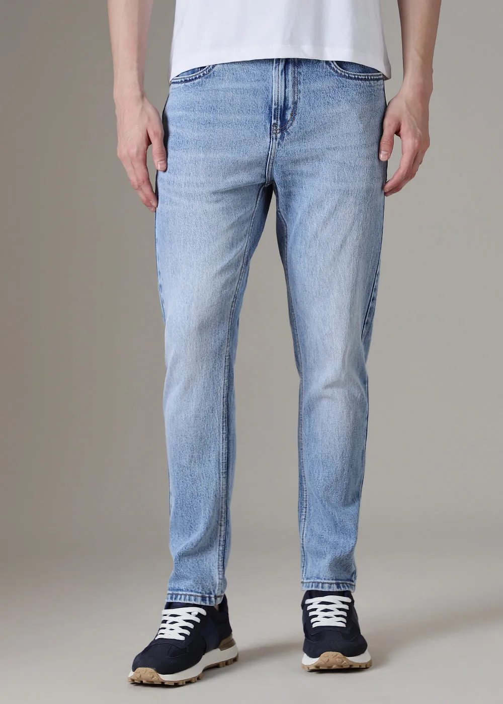 Faded Light Blue Straight Fit Denim