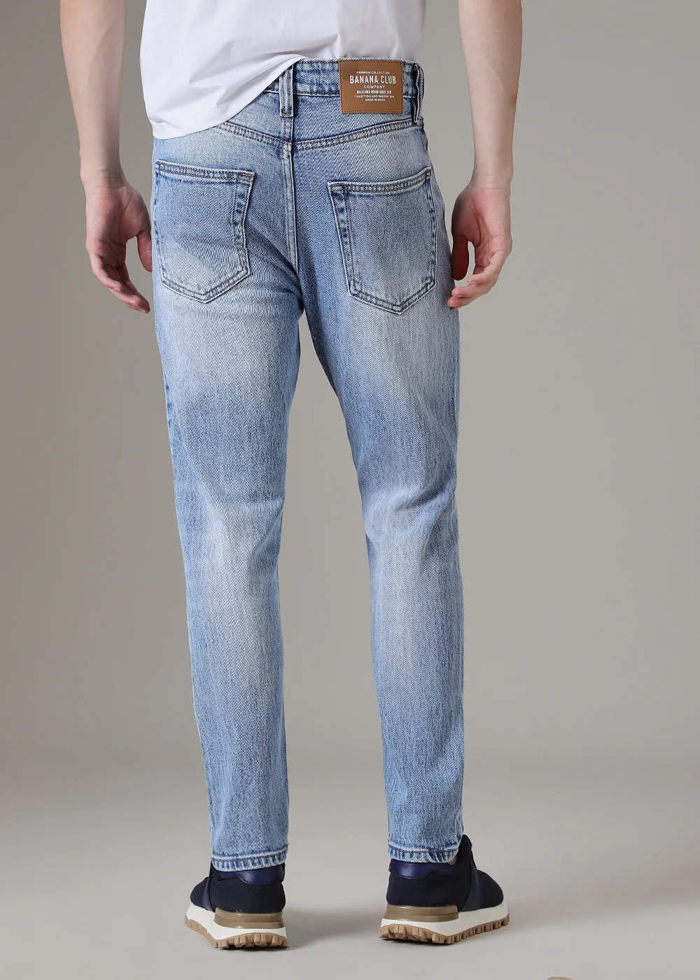 Faded Light Blue Straight Fit Denim