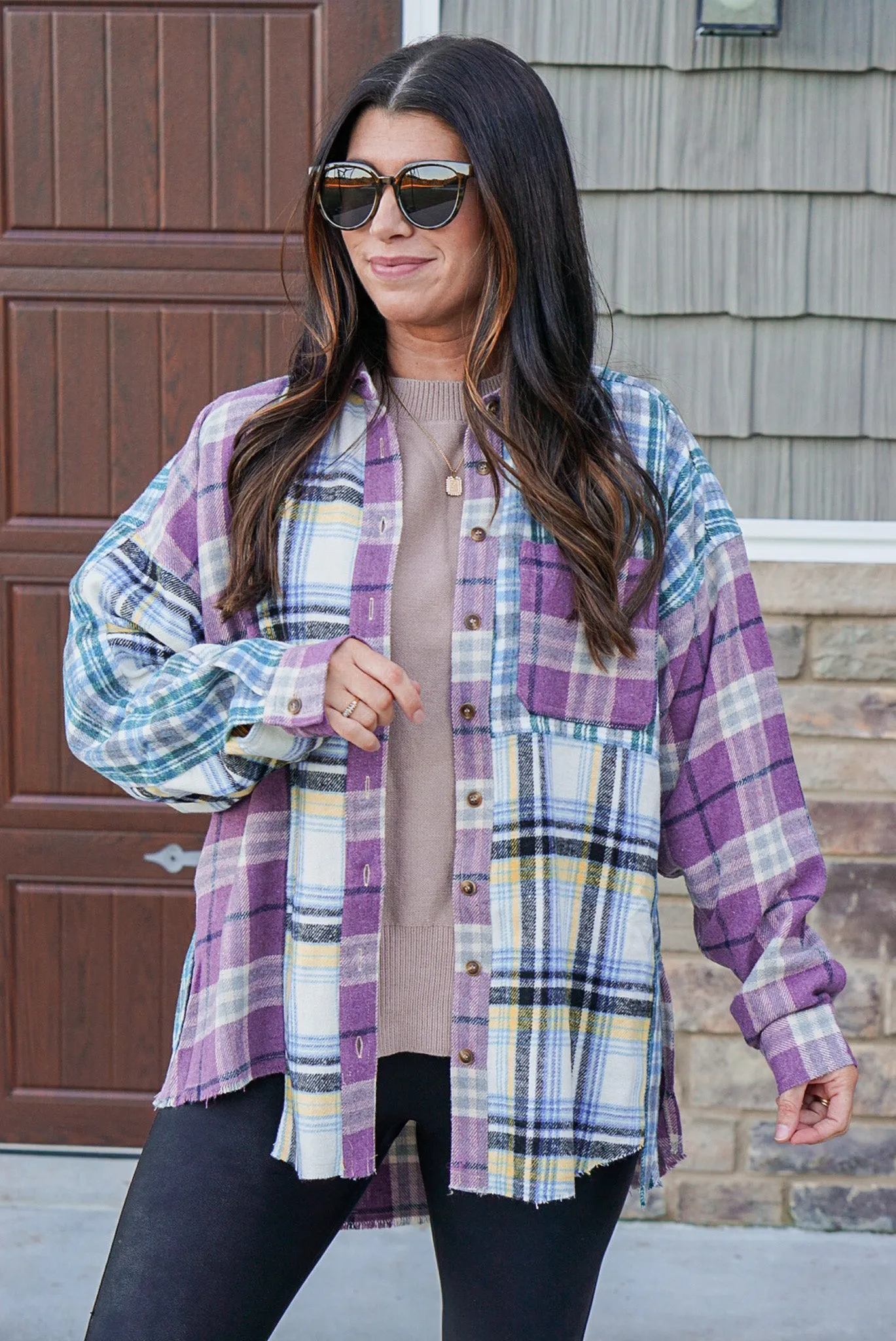 Flannel Season Lavender Plaid Shirt