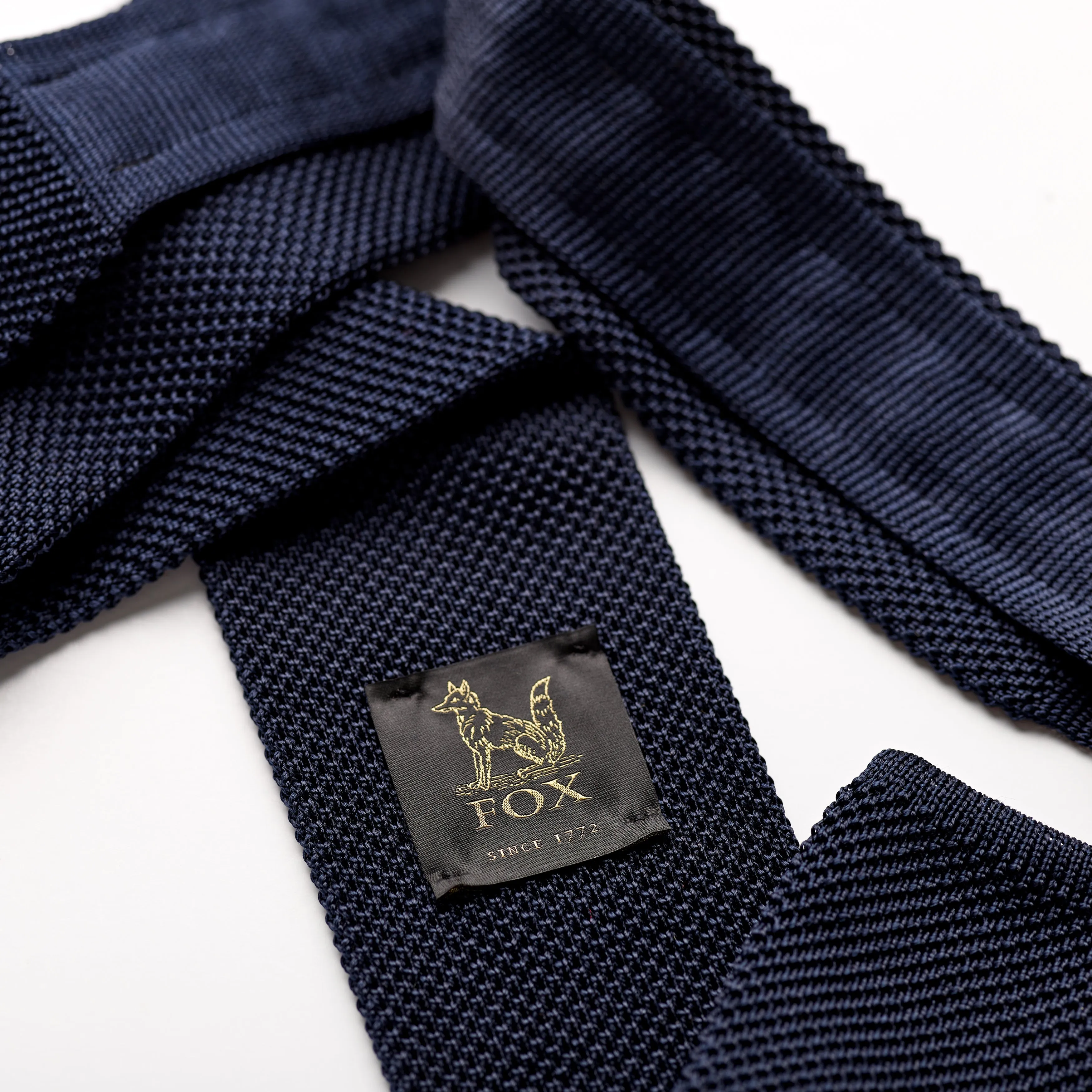 French Navy Plain Blue Silk Knitted Tie