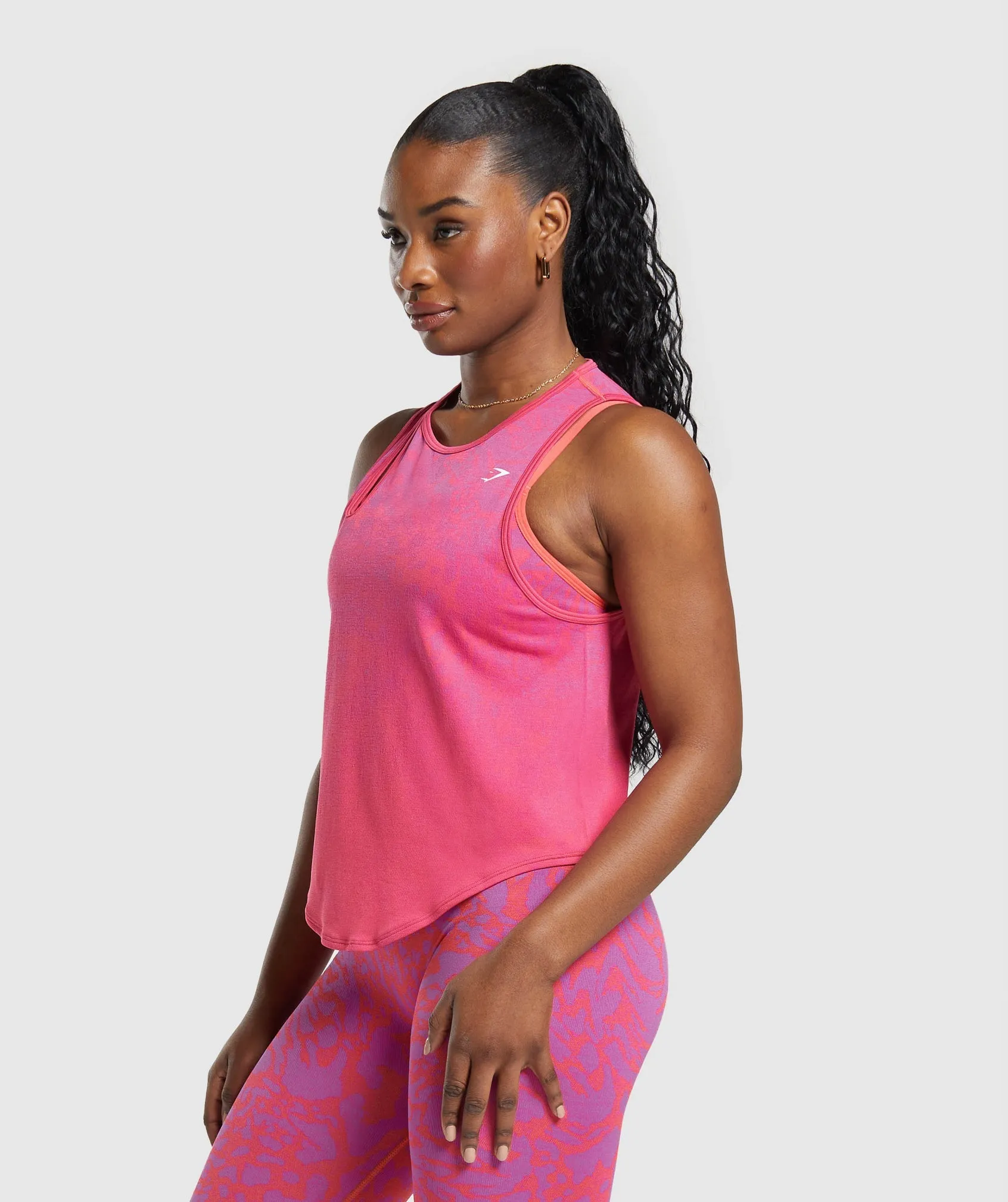 Gymshark Adapt Safari Seamless Drop Arm Faded Tank - Shelly Pink/Fly Coral