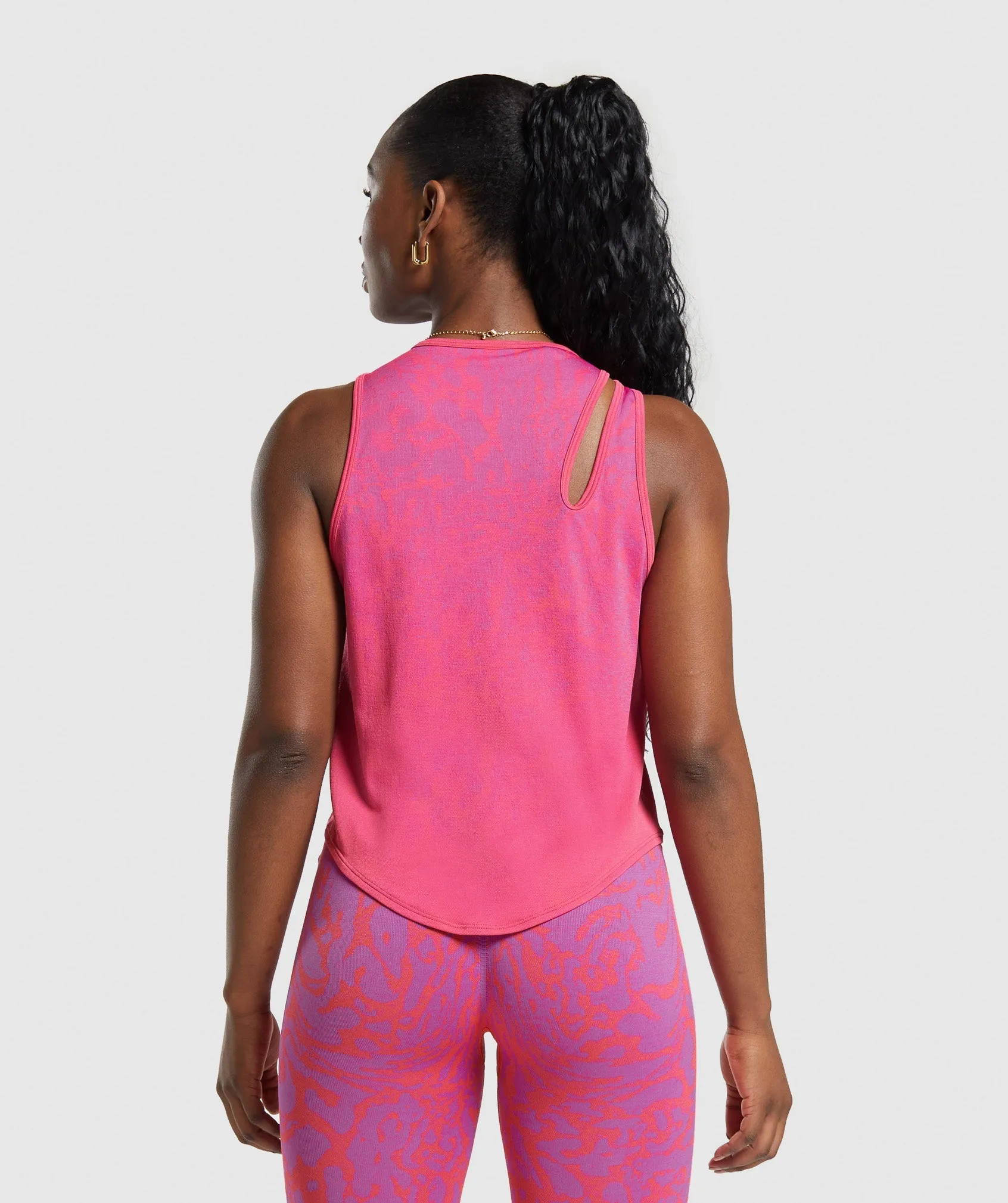 Gymshark Adapt Safari Seamless Drop Arm Faded Tank - Shelly Pink/Fly Coral