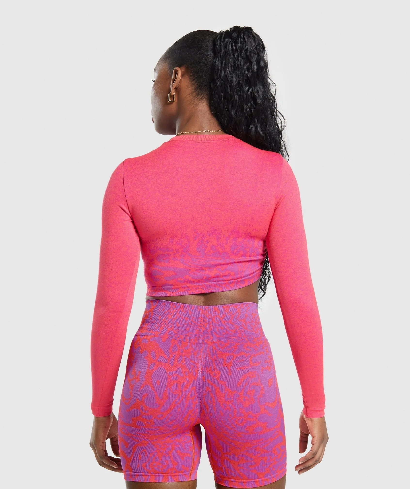 Gymshark Adapt Safari Seamless Faded Long Sleeve Top - Shelly Pink/Fly Coral