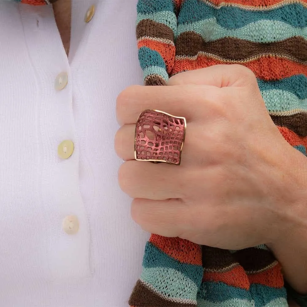 Handmade Gold Plated Silver Blush Ring