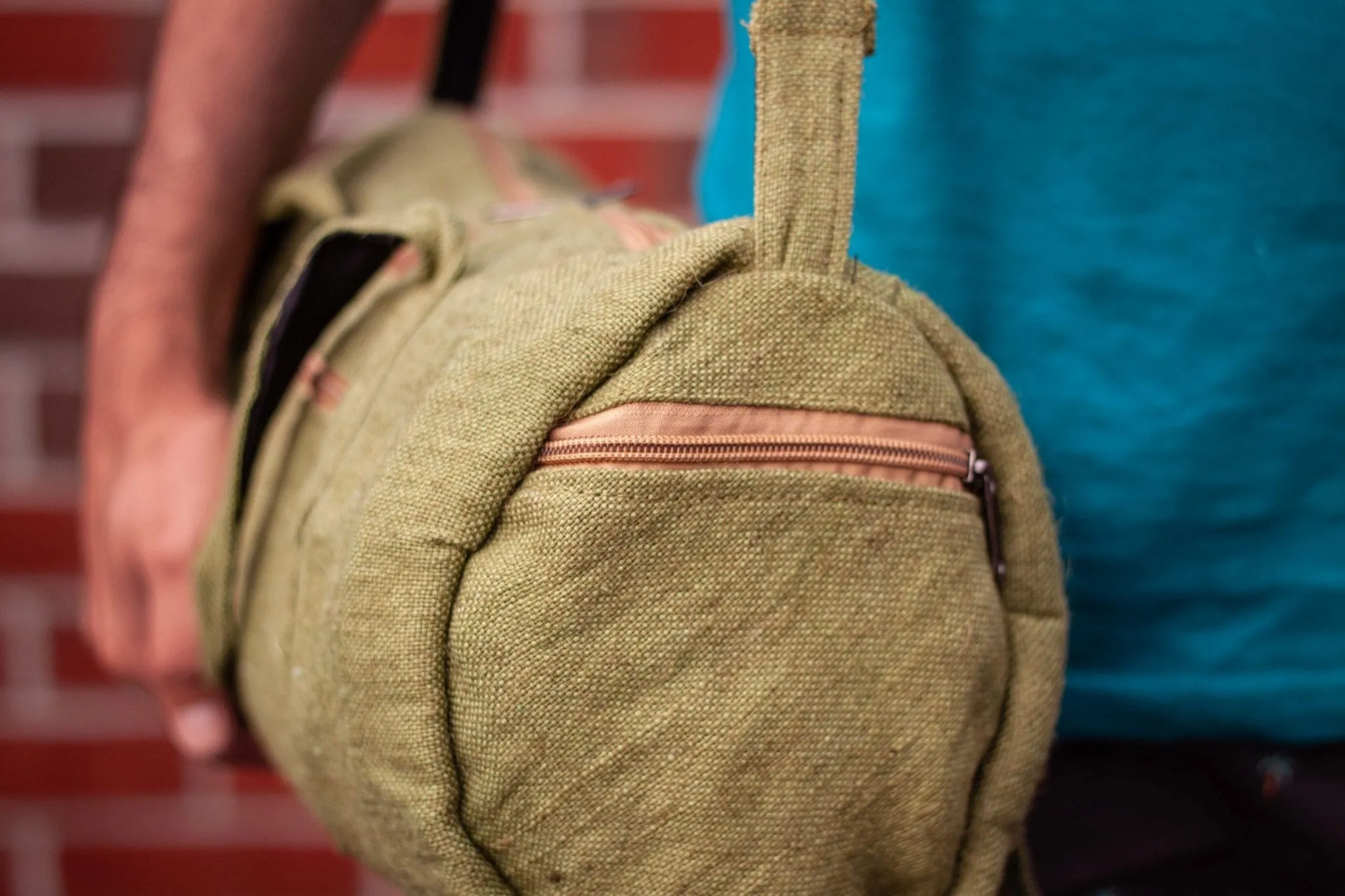 Handmade Hemp Sustainable Duffel Bag || Green