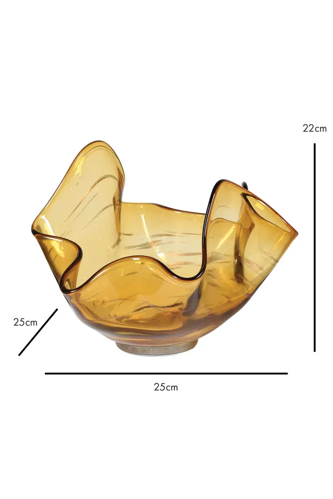 Handmade Honey Glass Handkerchief Vase