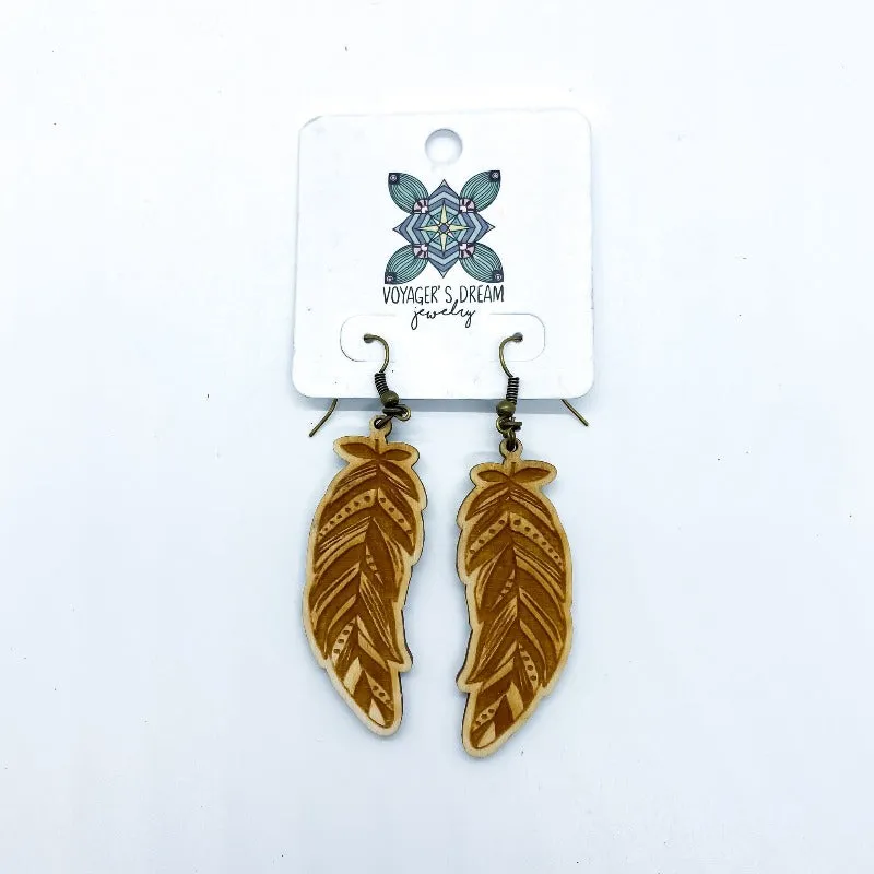 Handmade Natural Feather Shape Earrings