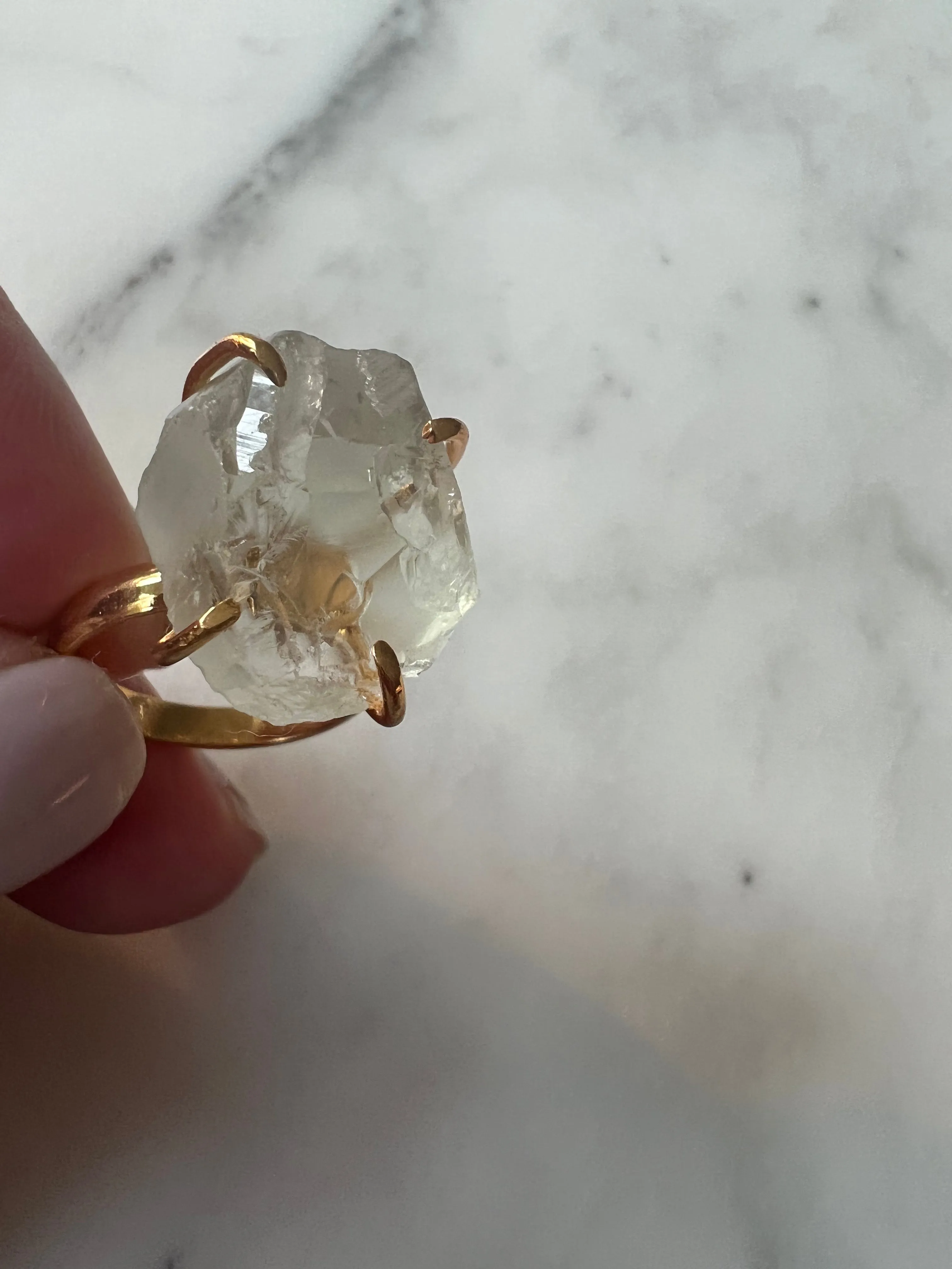 Handmade Raw Green Amethyst Ring