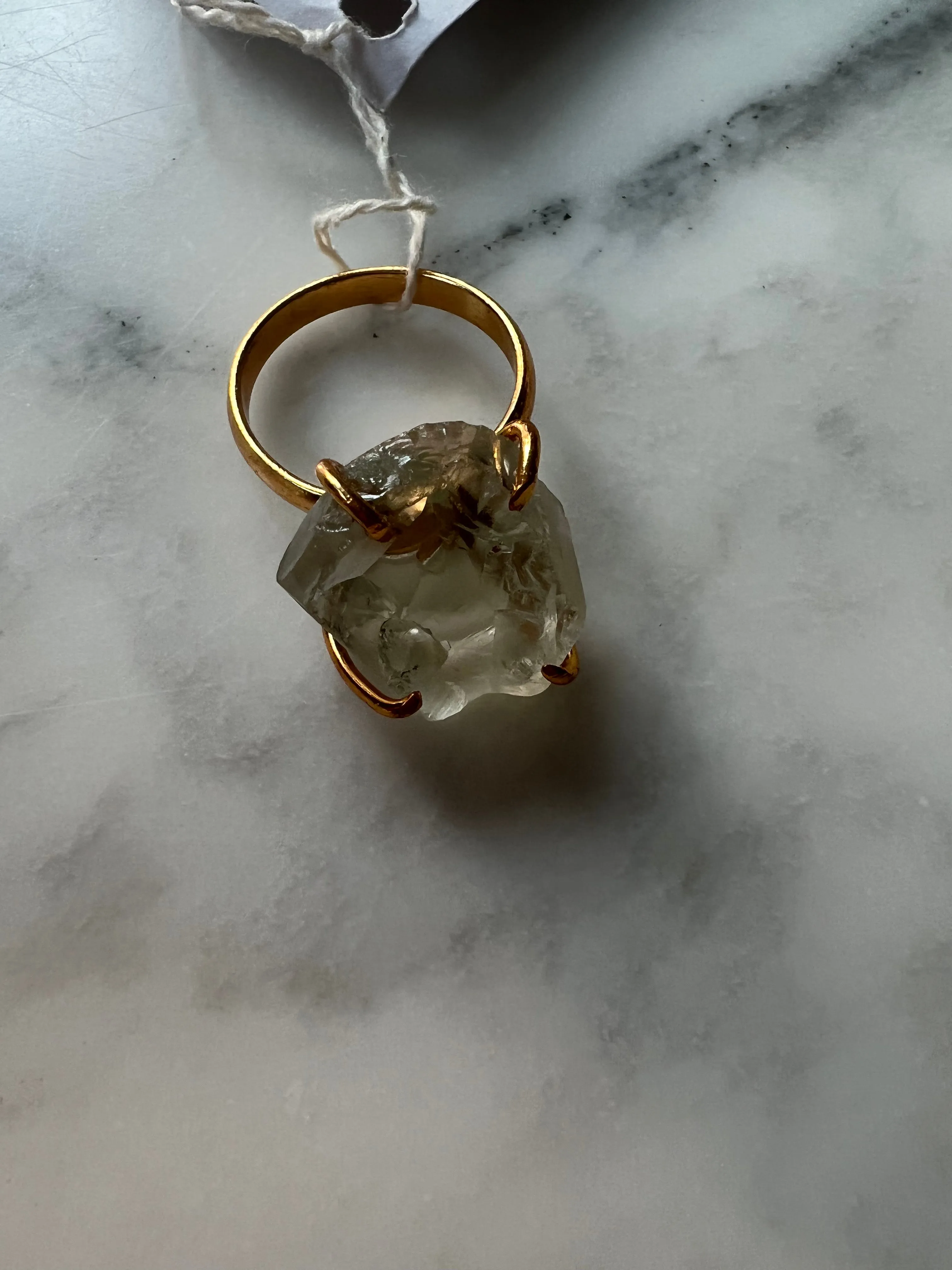 Handmade Raw Green Amethyst Ring