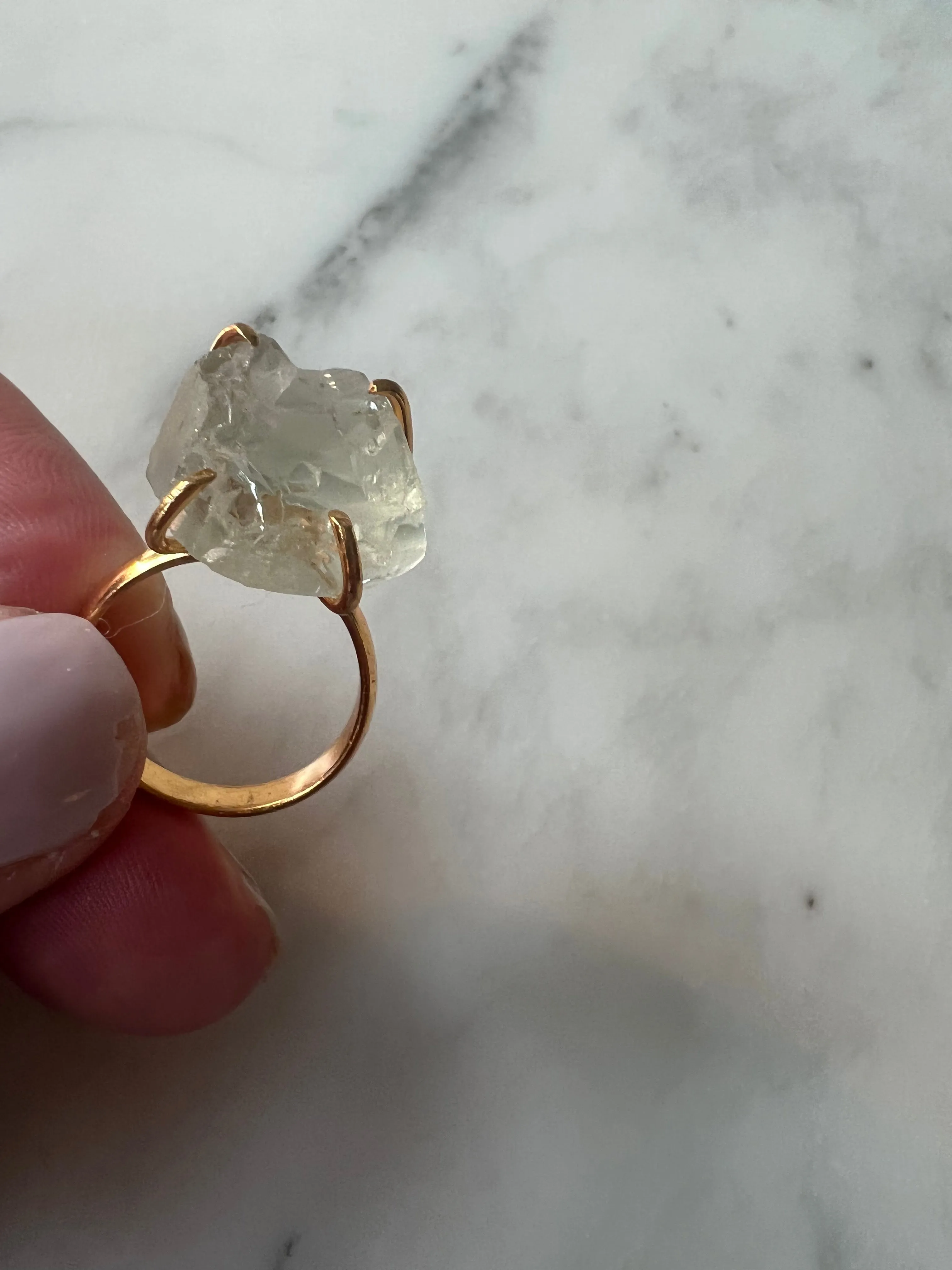 Handmade Raw Green Amethyst Ring