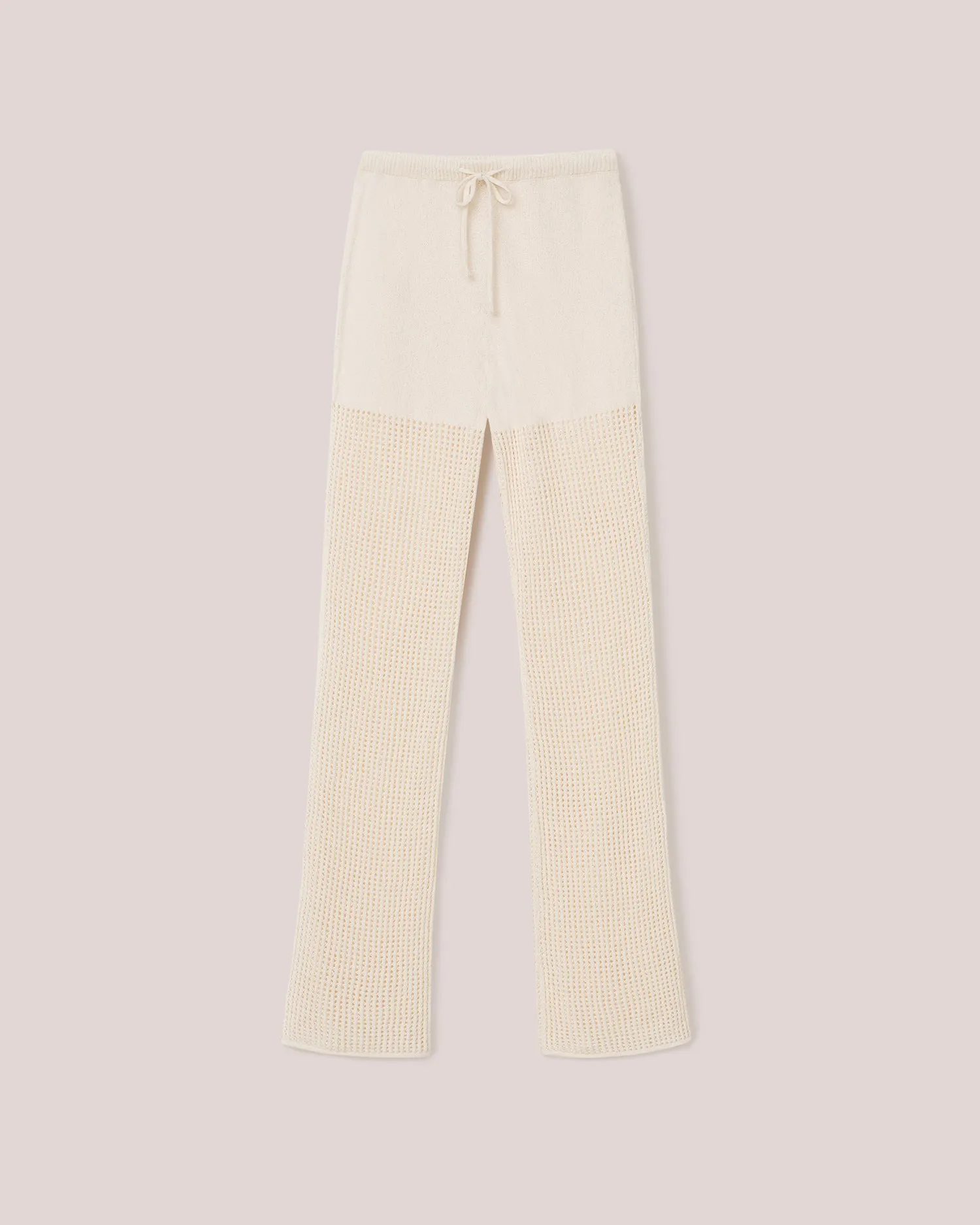 Kaela - Cotton-Crochet Loose Textured Trousers - Creme