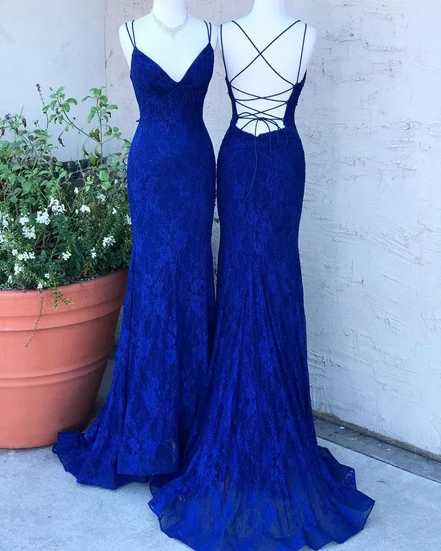 Lace Mermaid Long Prom Dress,Popular Evening Dress,Fashion Winter Formal Dress,BP118