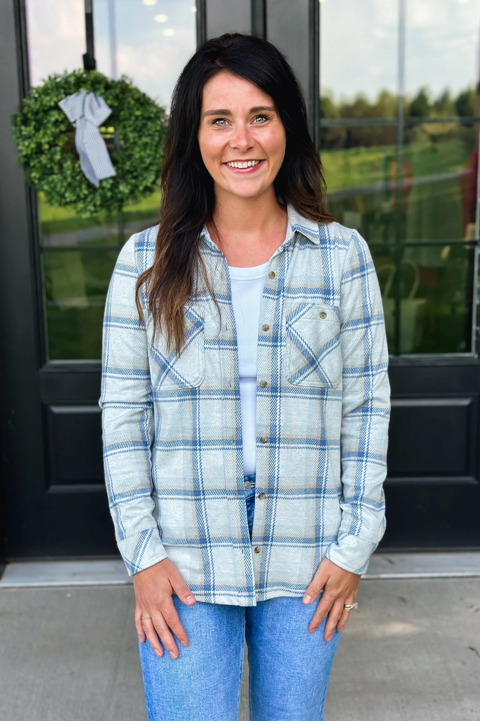 Lewis- Cream Blue Plaid