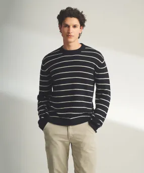 Lightweight Reversible Cashmere Striped Crewneck Sweater