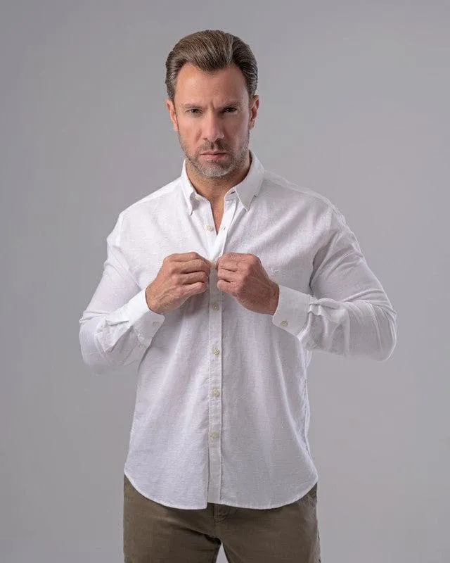 LONG SLEEVE PLAIN SHIRT - WHITE