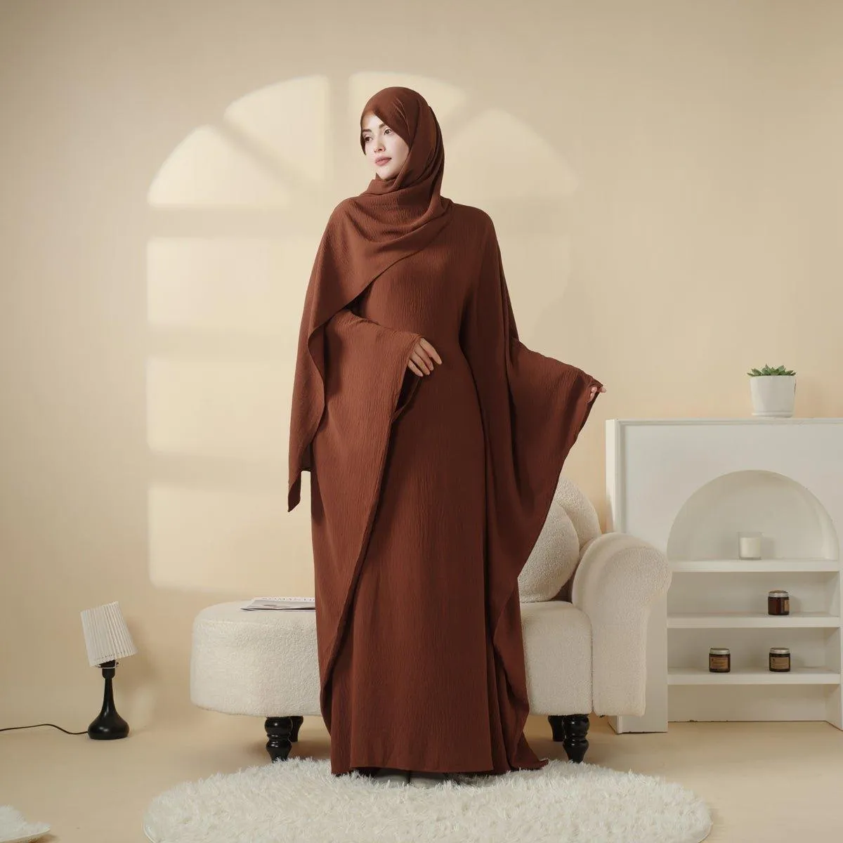 MA048 Butterfly Sleeve Plain Abaya