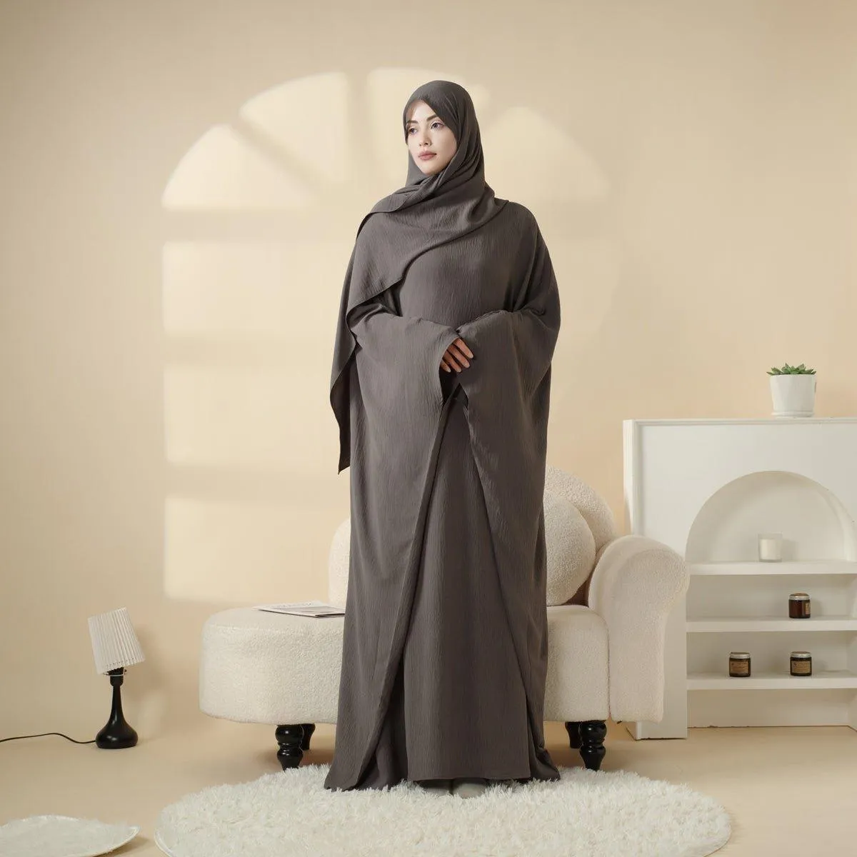 MA048 Butterfly Sleeve Plain Abaya