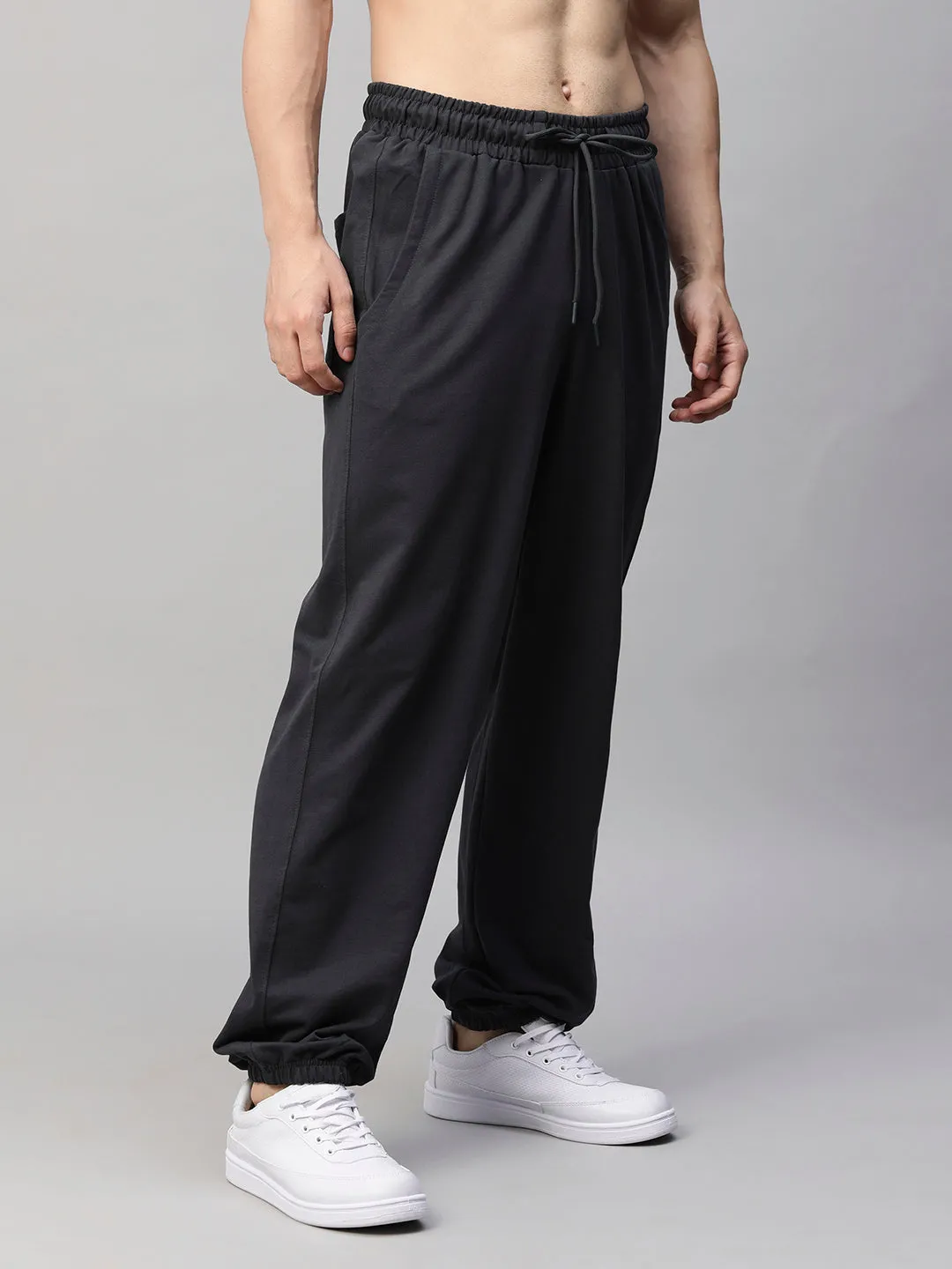 Men Premium Terry Loose Fit Joggers - Vampire Grey