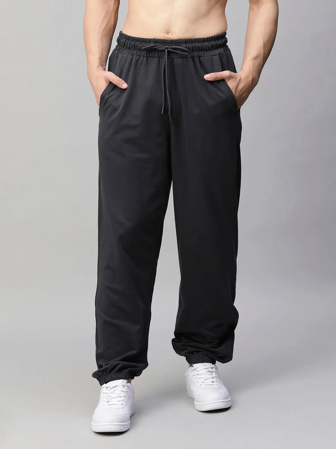 Men Premium Terry Loose Fit Joggers - Vampire Grey