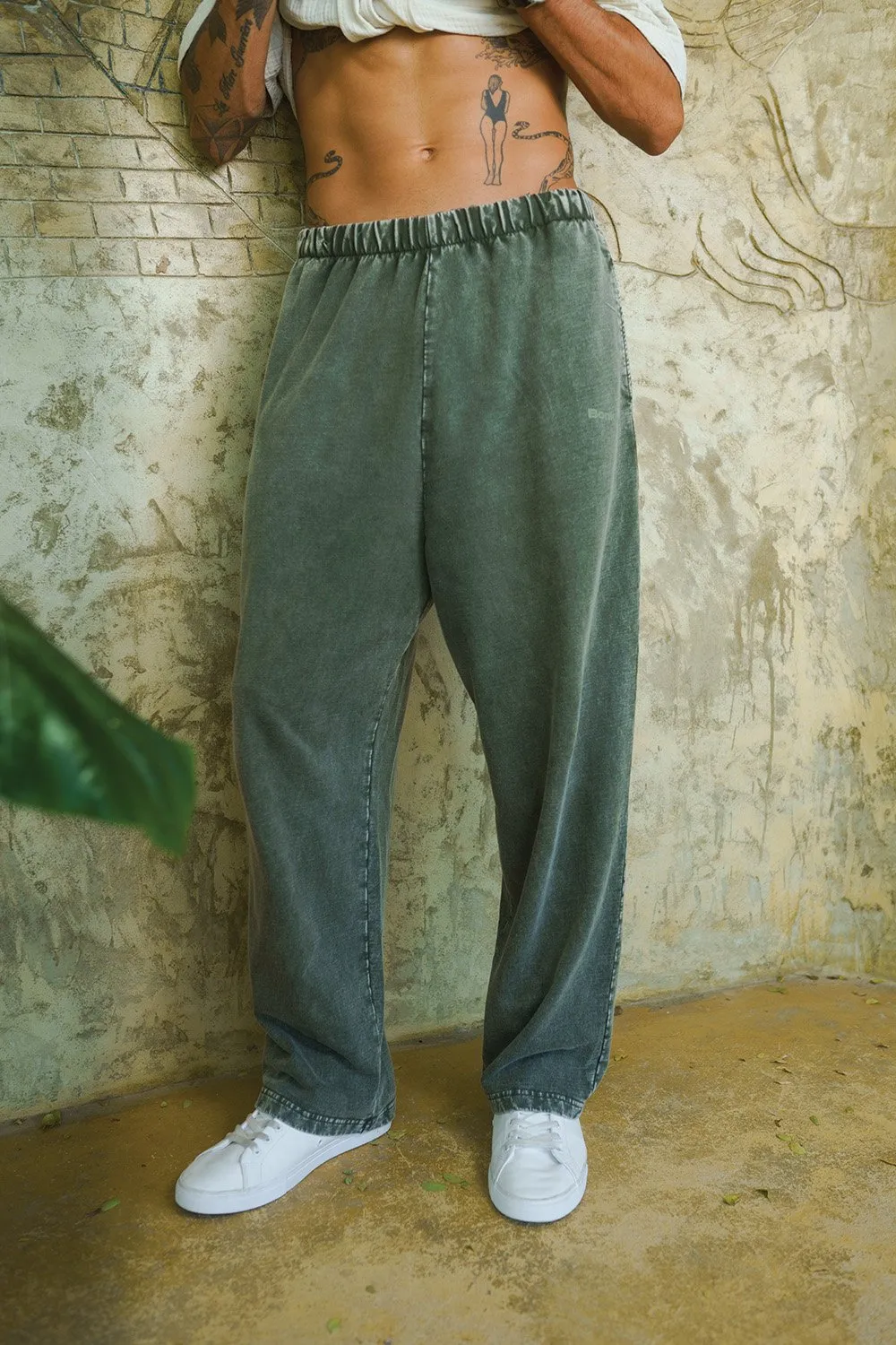 Olive Faded Loose Fit Pants