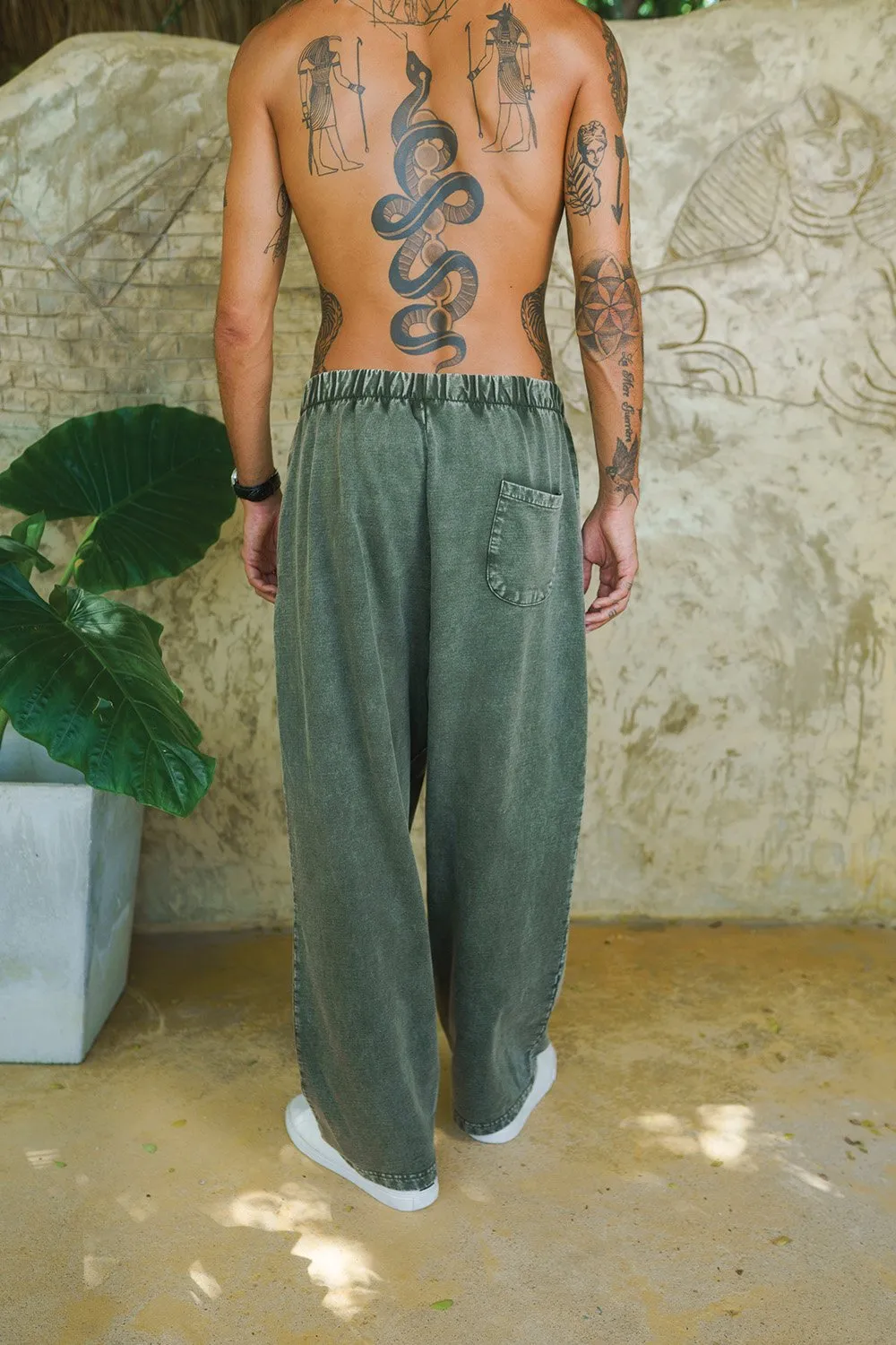 Olive Faded Loose Fit Pants