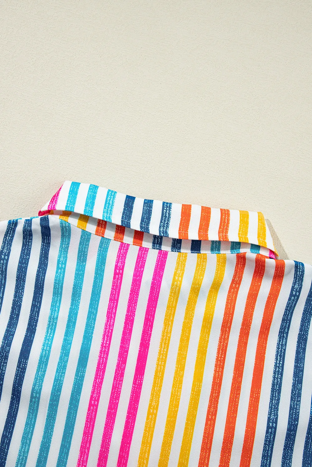 Orange Stripe Multicolor Loose Shirt