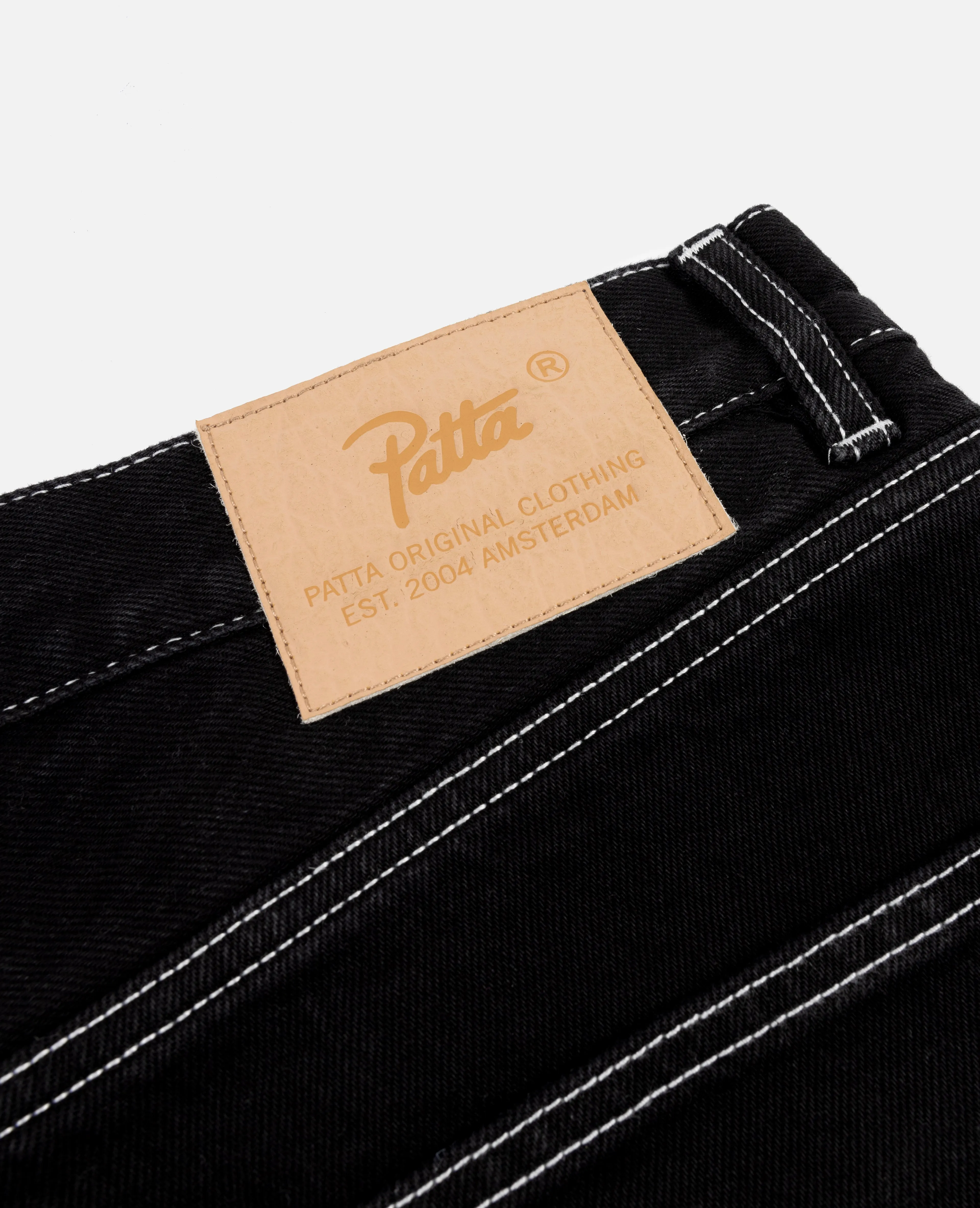 Patta Black Loose Denim Pants with Contrast Stitching