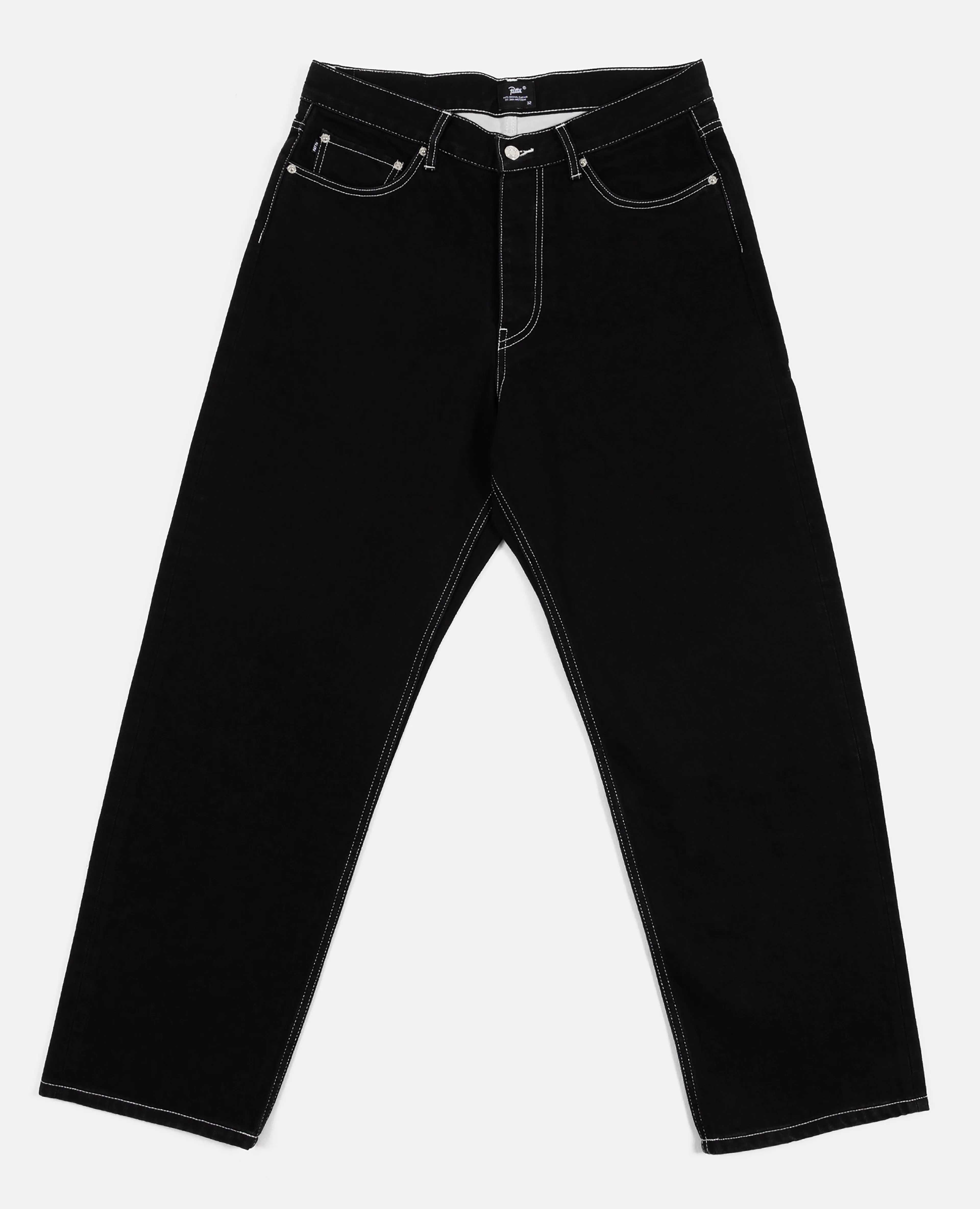 Patta Black Loose Denim Pants with Contrast Stitching