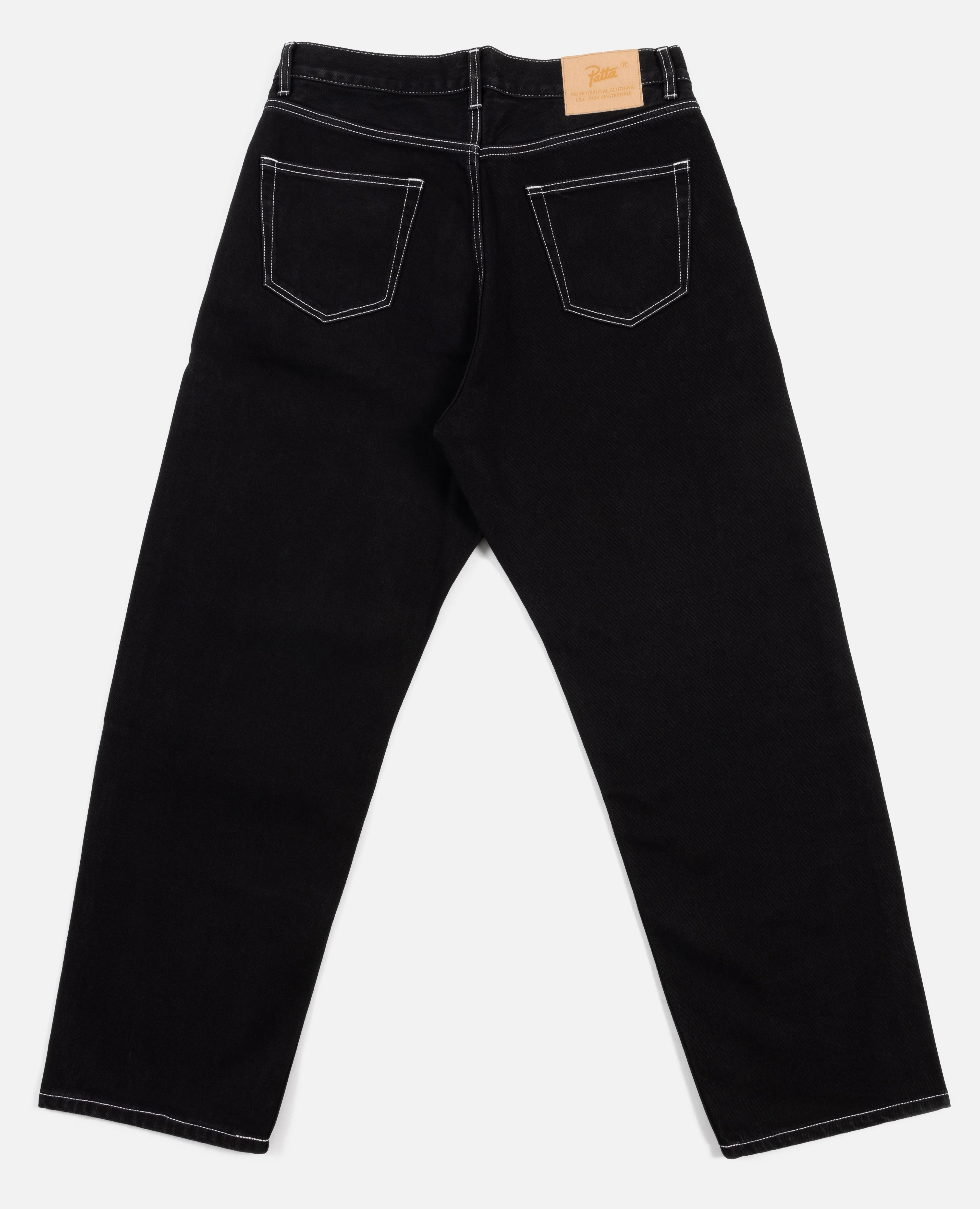 Patta Black Loose Denim Pants with Contrast Stitching