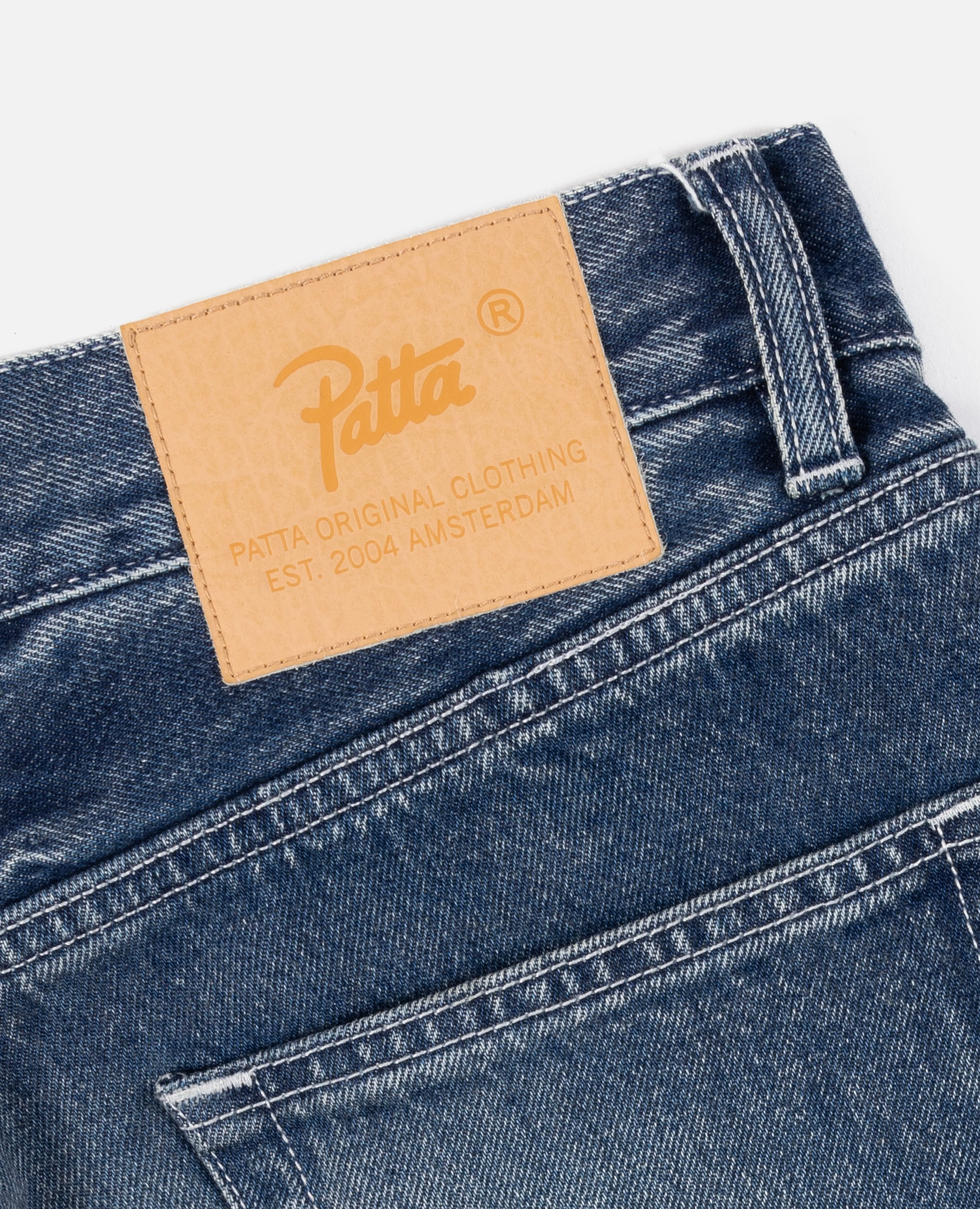 Washed Denim Blue Loose Fit Patta Denim Pants