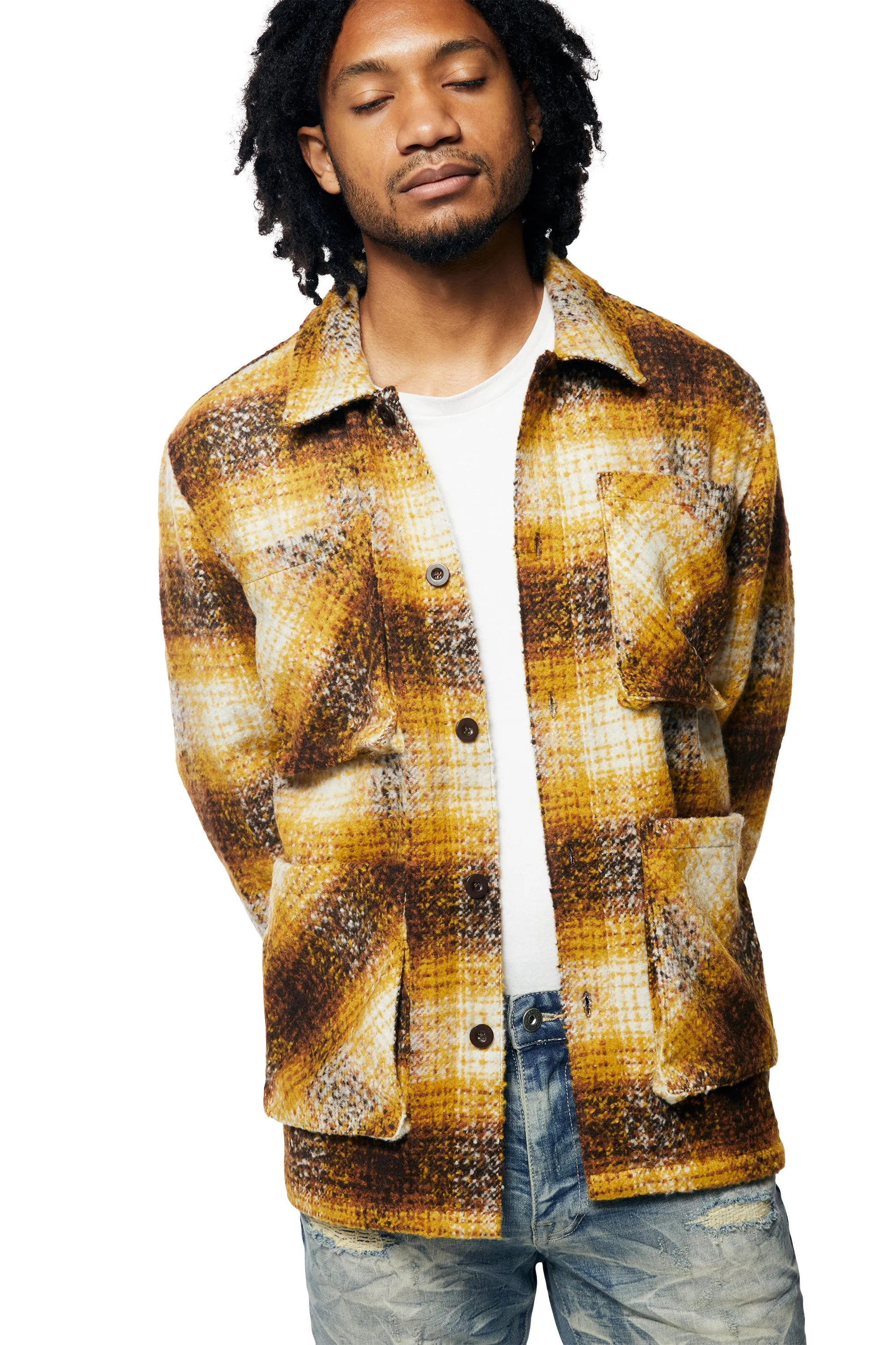 Plaid Flannel Overshirt - Butterscotch