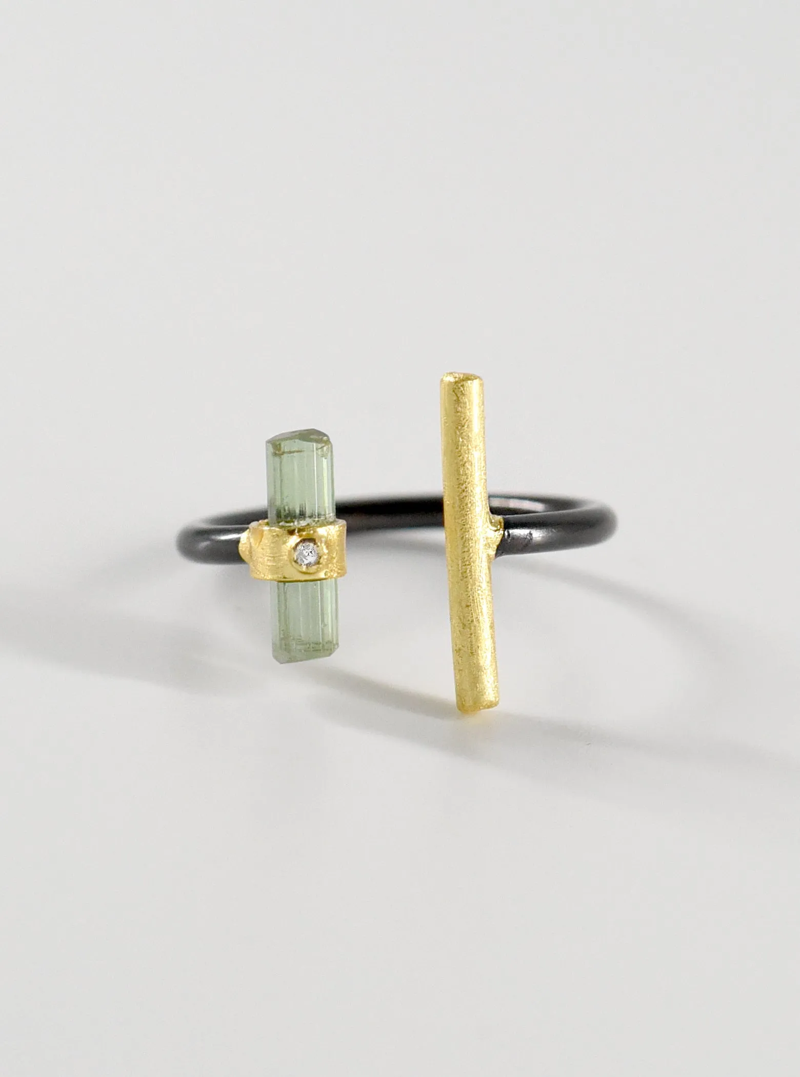 Plain Bar Tourmaline With Diamond Ring