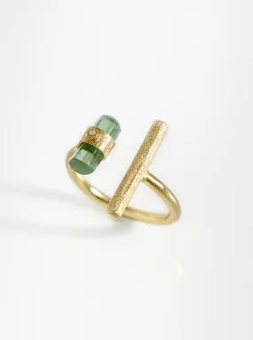 Plain Bar Tourmaline With Diamond Ring