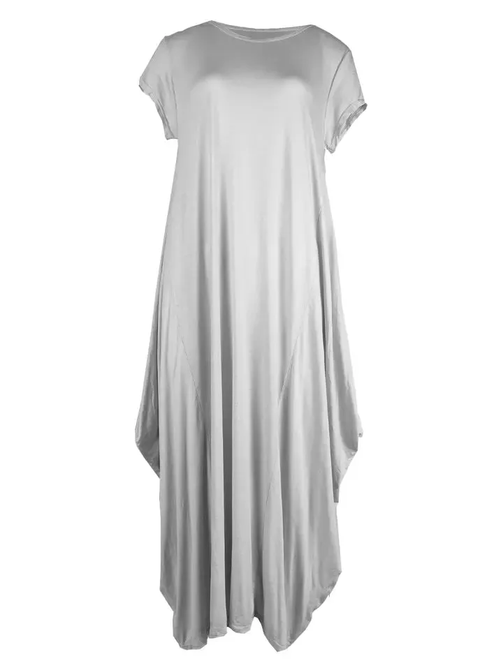 Plain Cap Sleeve Parachute Maxi Dress