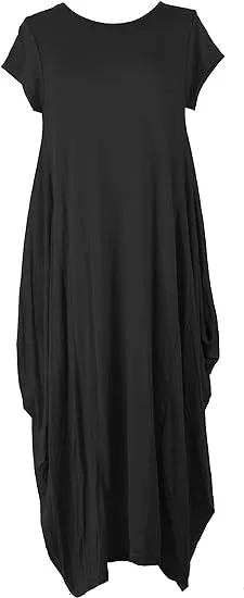 Plain Cap Sleeve Parachute Maxi Dress