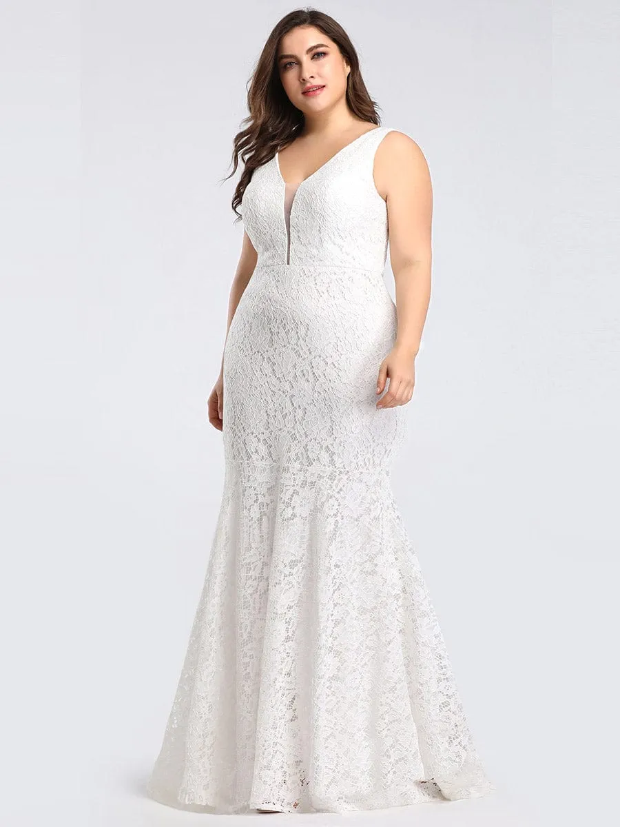 Plus Size Lace Mermaid Formal Evening Dress