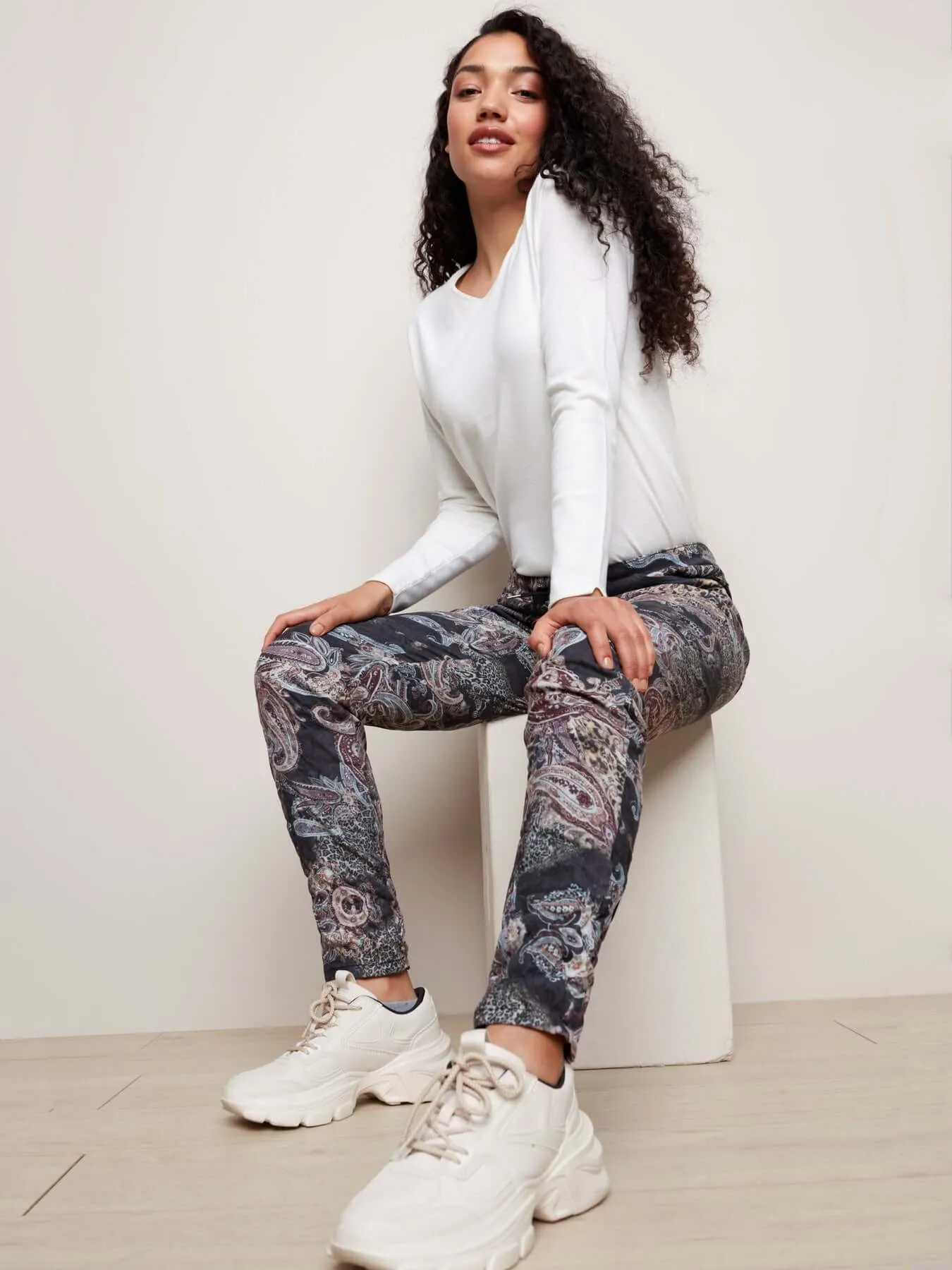 Printed Crinkle Jogger