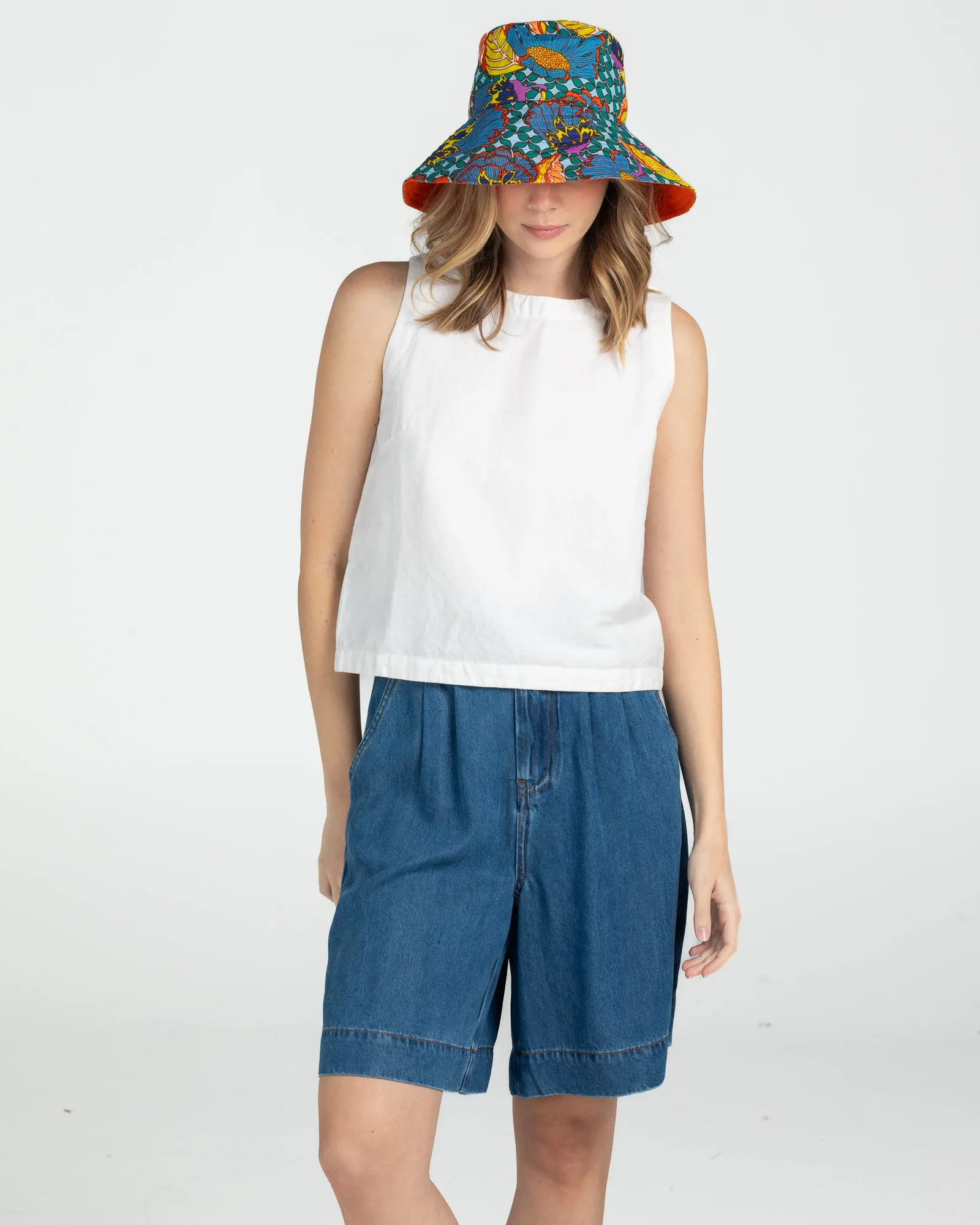 Reversible Wide Brim Bucket Hat - Edith