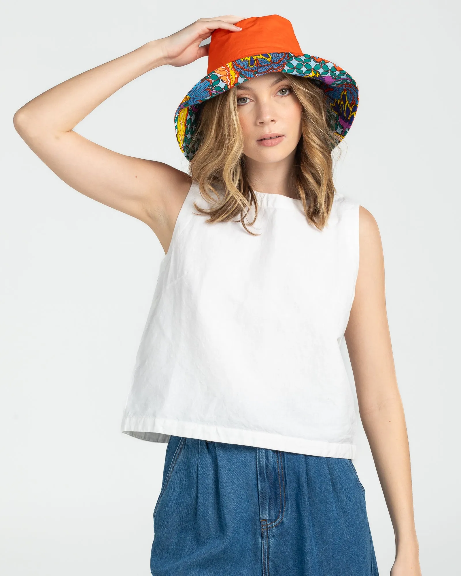 Reversible Wide Brim Bucket Hat - Edith