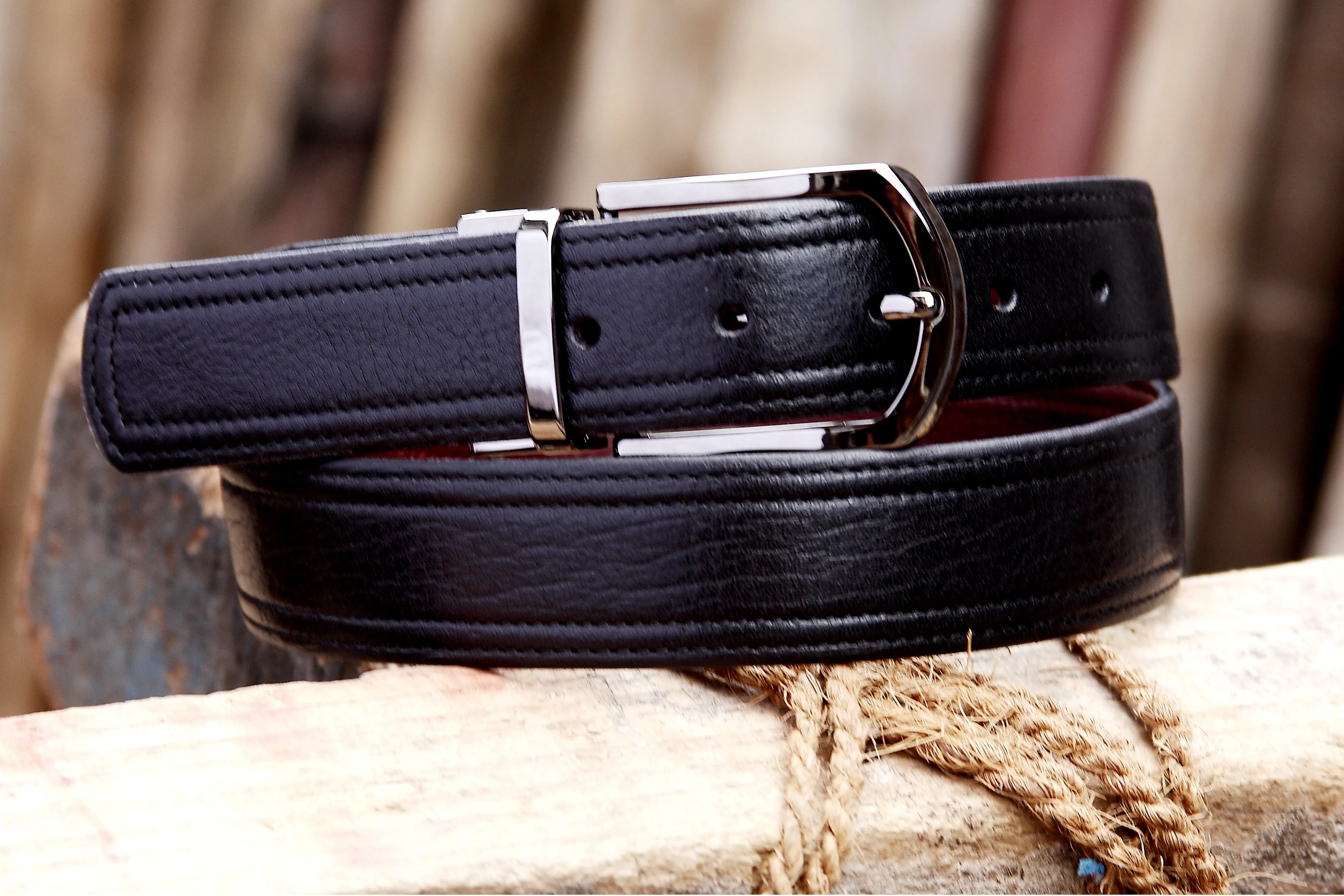 RL Double Stitch Reversible Leather Belt