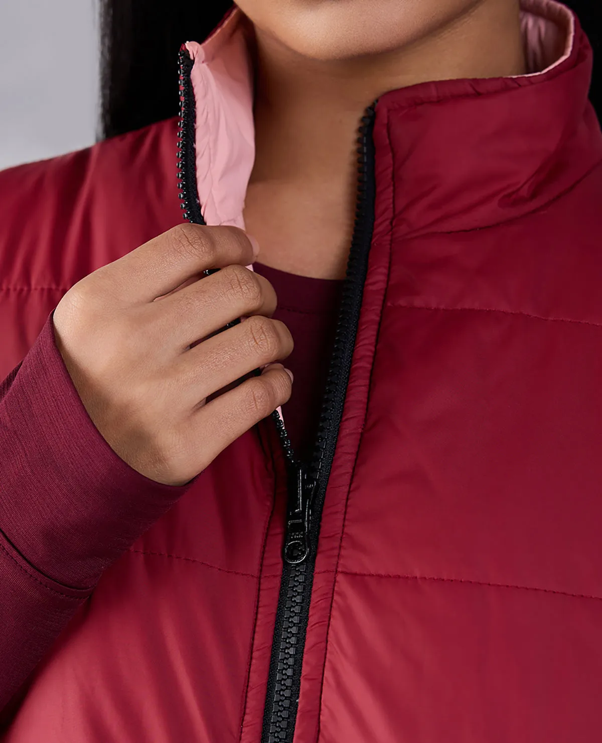 Sleeveless Reversible Puffer Jacket Pink/Burgundy