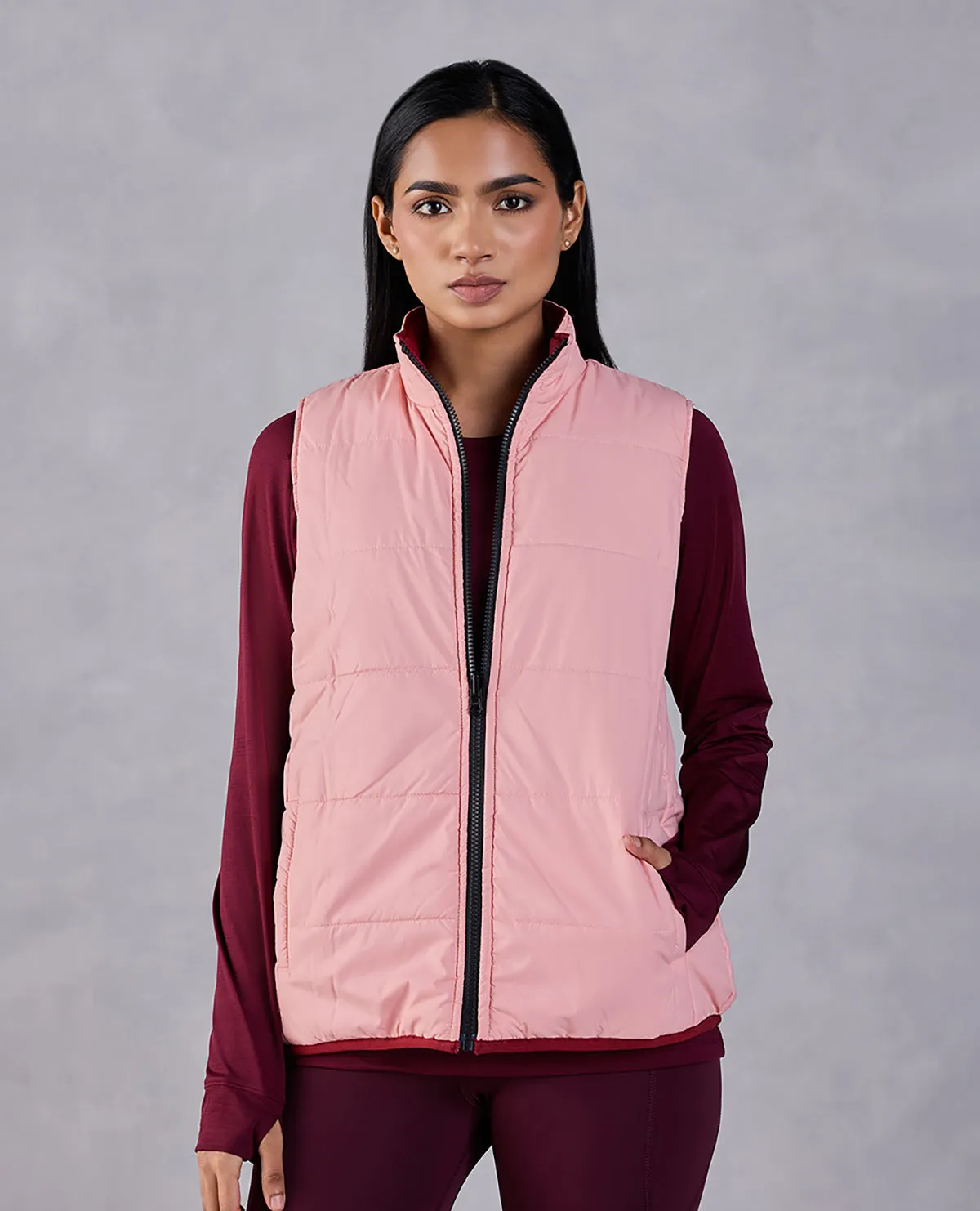 Sleeveless Reversible Puffer Jacket Pink/Burgundy