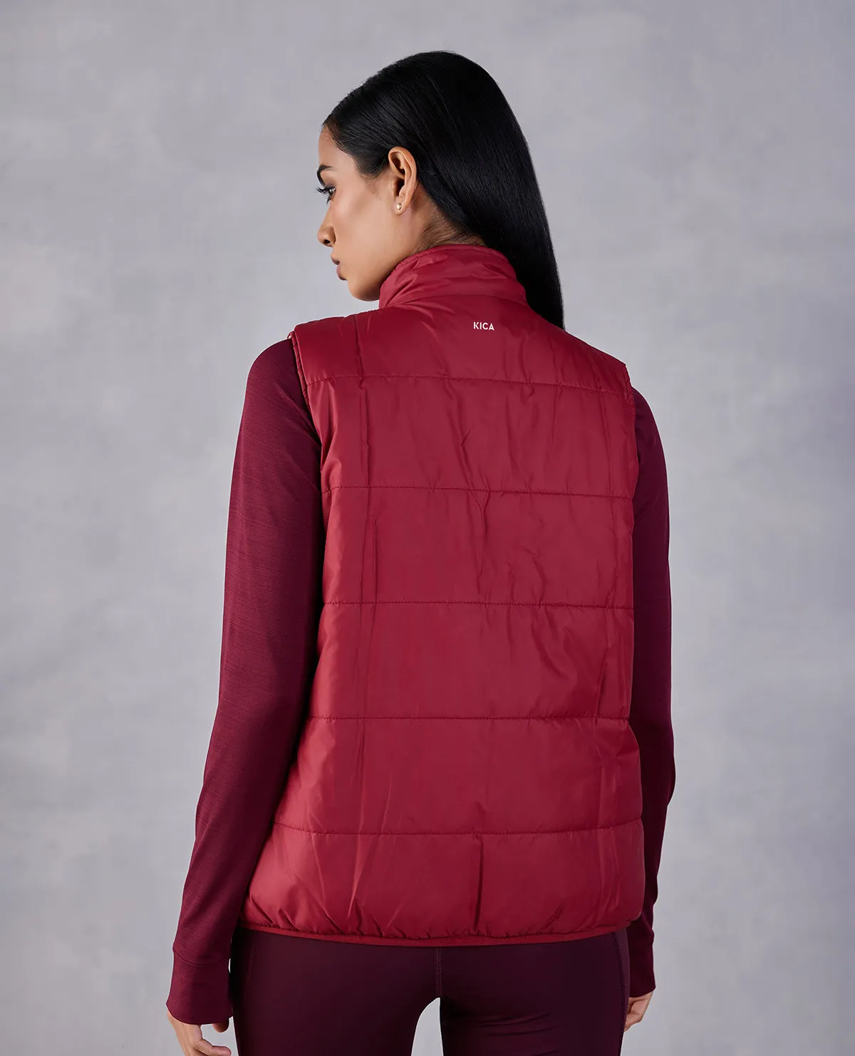 Sleeveless Reversible Puffer Jacket Pink/Burgundy