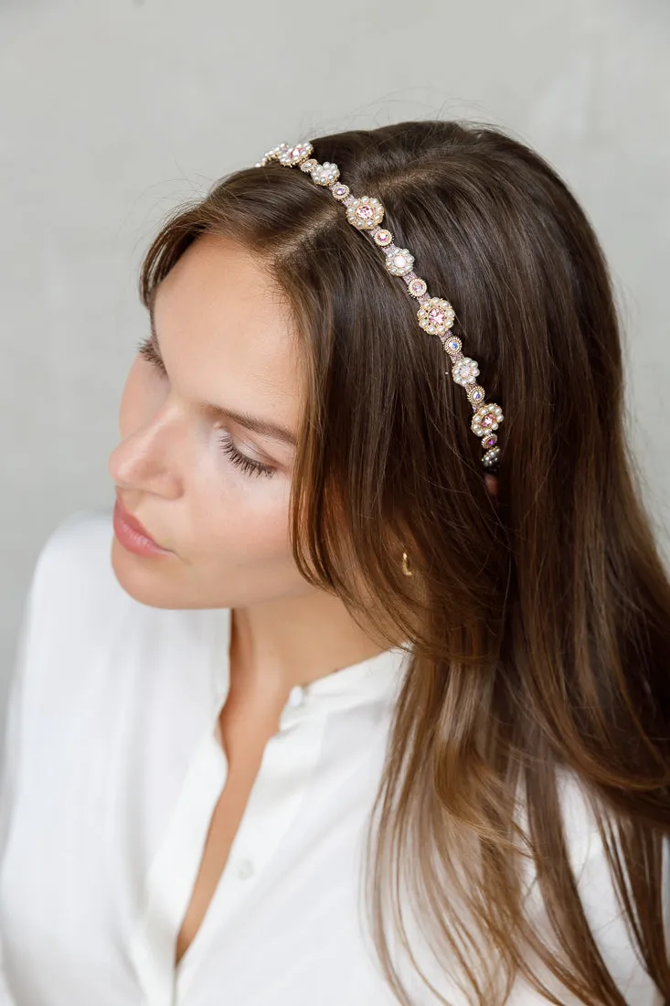 SOFT THIN PEARL FLOWER HAIRBAND