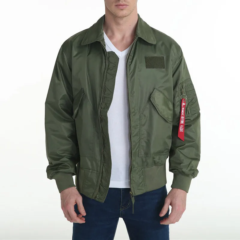 Solid Color CWU-45P Lapel Loose Men Bomber Jacket